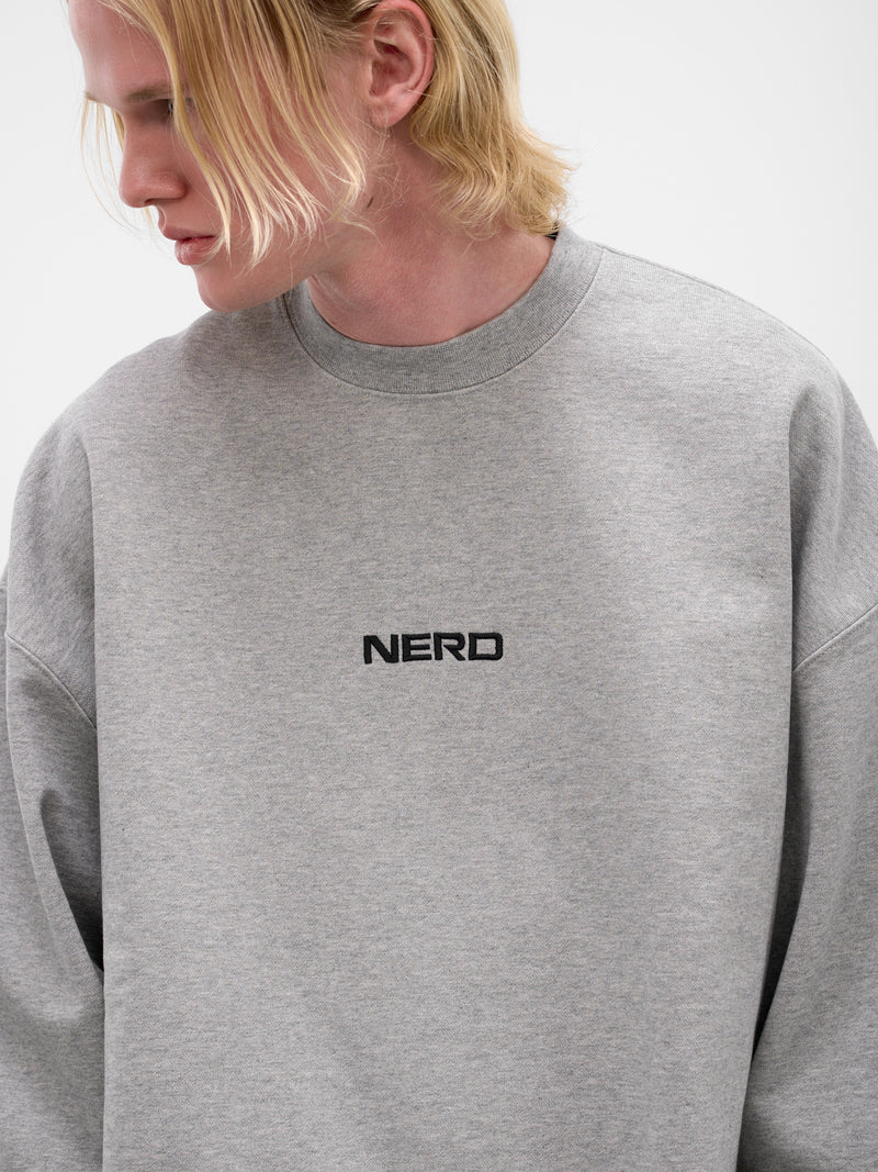 Gray Oversized Nerd Crewneck Sweatshirt (ME76CW206G-GREY-MELANGE)