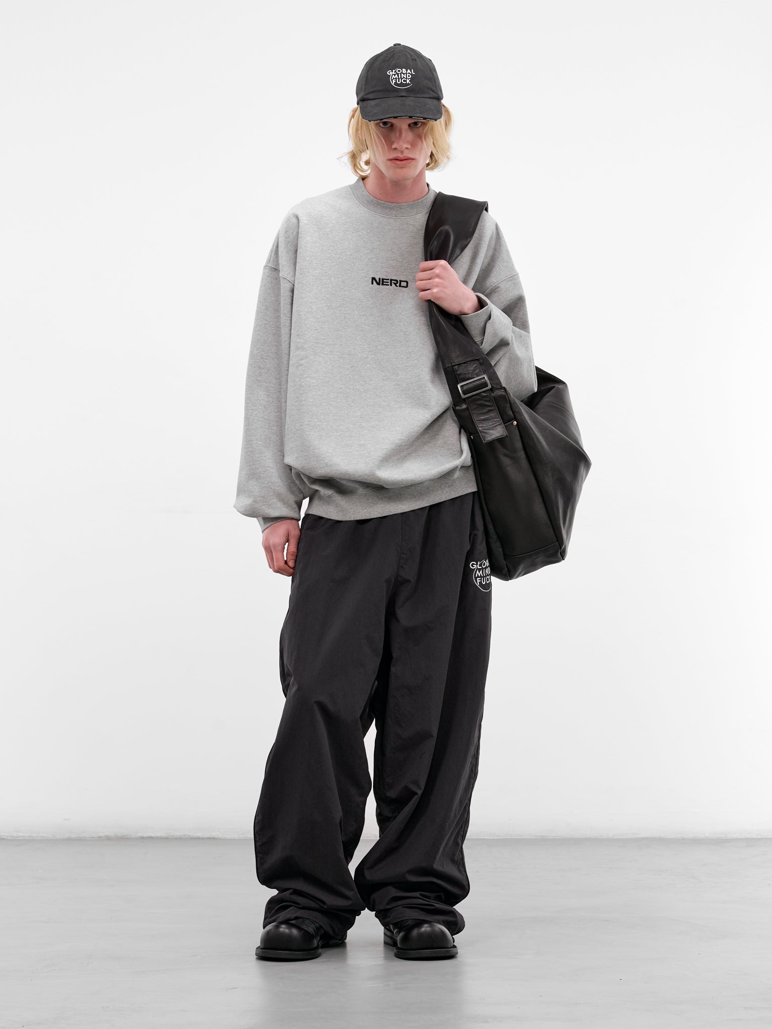 Gray Oversized Nerd Crewneck Sweatshirt (ME76CW206G-GREY-MELANGE)