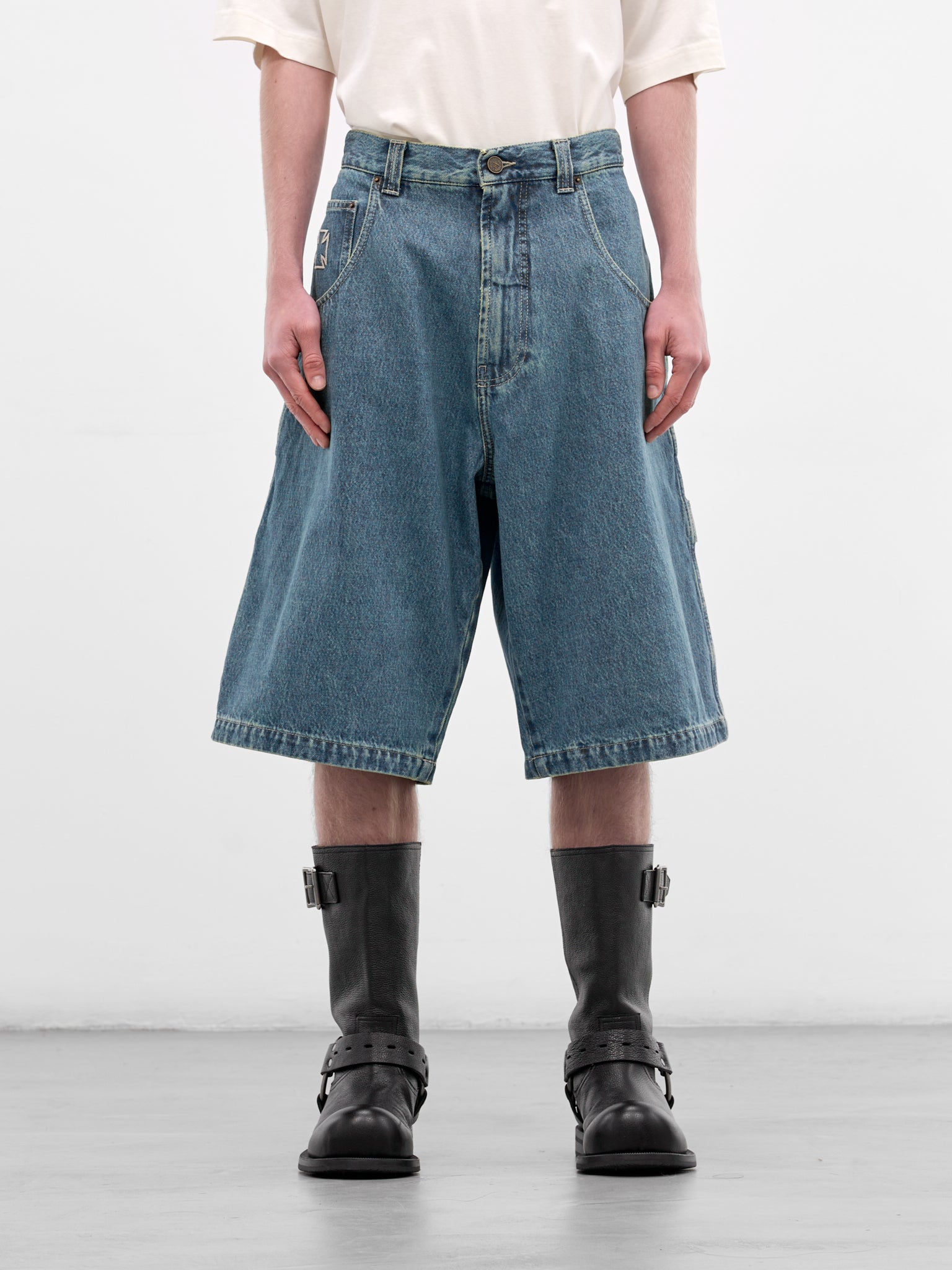 Blue Denim Biker Cross Shorts (ME76DP094N1-VINTAGE-BLUE)