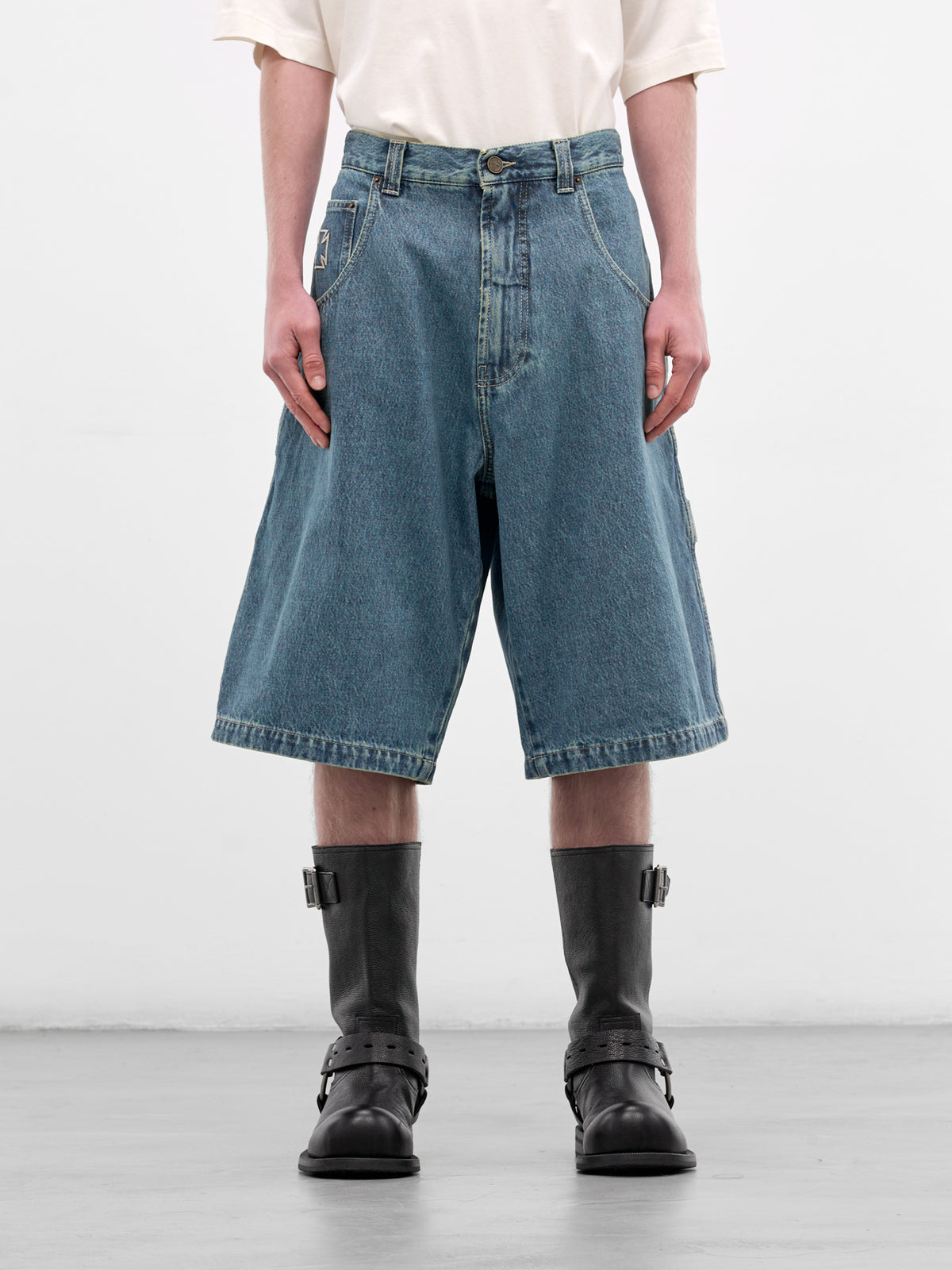 Blue Denim Biker Cross Shorts (ME76DP094N1-VINTAGE-BLUE)