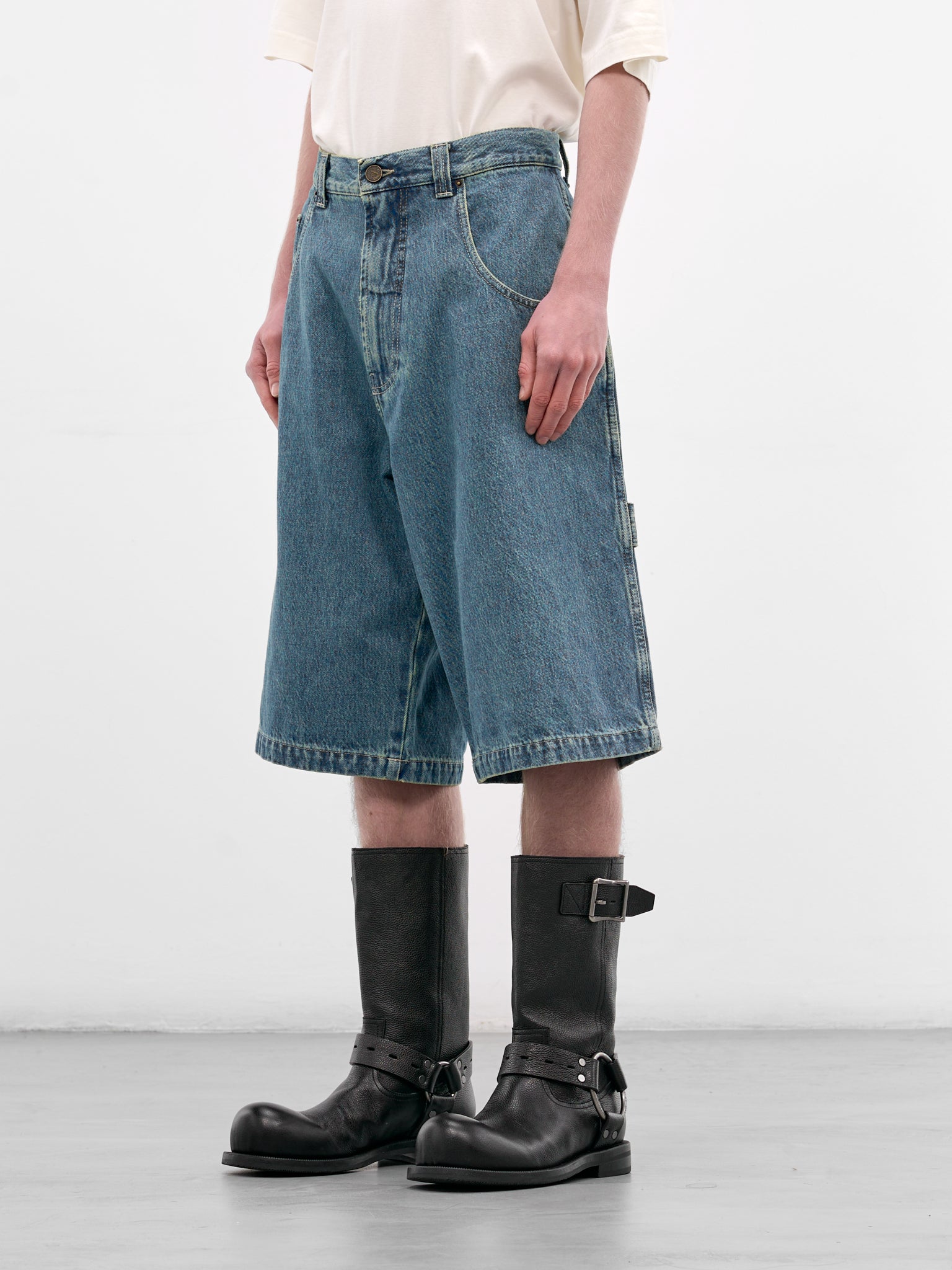 Blue Denim Biker Cross Shorts (ME76DP094N1-VINTAGE-BLUE)