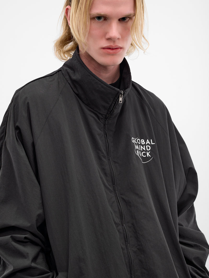 Black Nylon Embroidered Windbreaker (ME76GJ121B-BLACK)