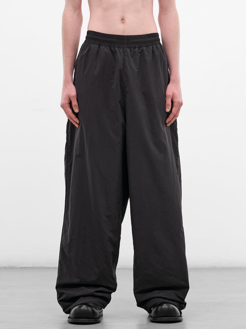 Black Nylon Embroidered Track Pants (ME76GP122B-BLACK)