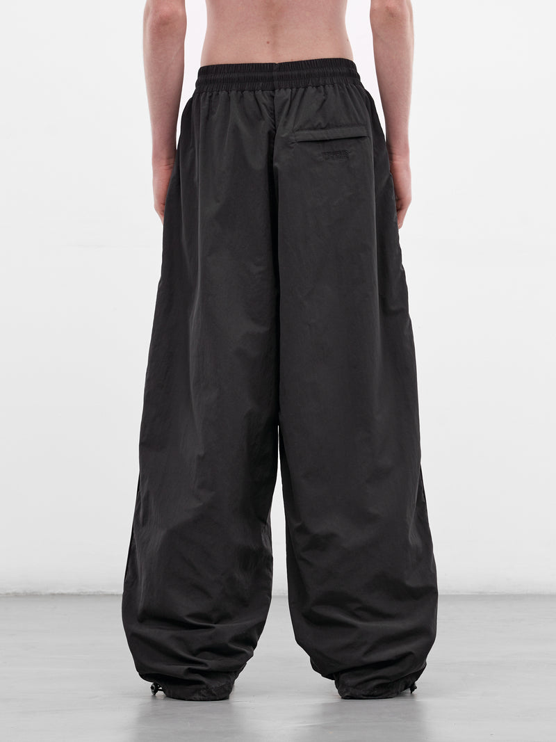 Black Nylon Embroidered Track Pants (ME76GP122B-BLACK)