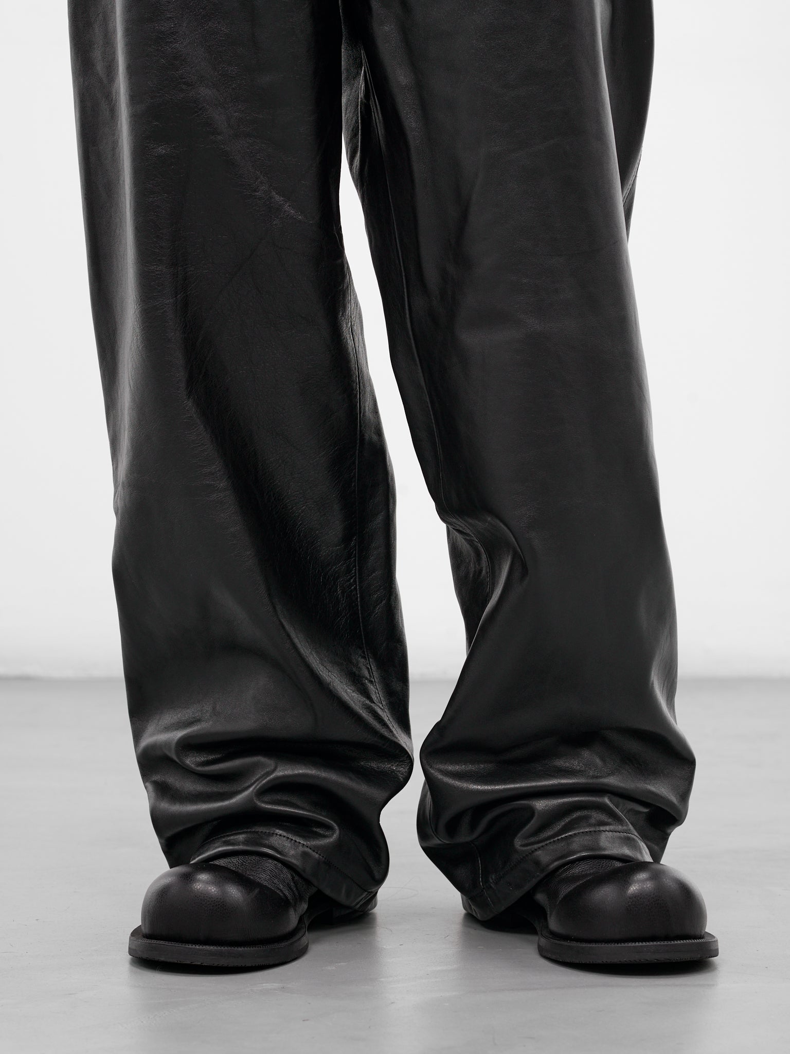 Black Leather Wide Leg Pants (ME76LP018B-BLACK)
