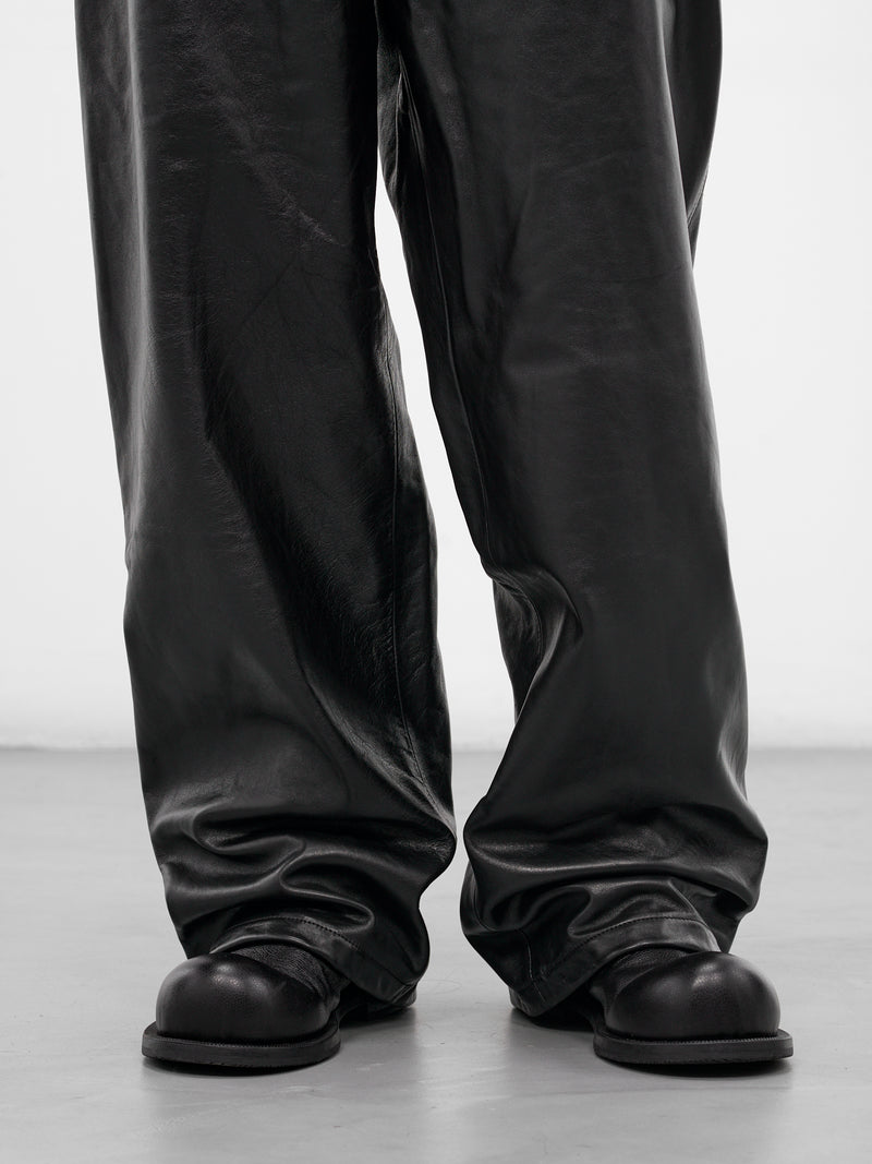 Black Leather Wide Leg Pants (ME76LP018B-BLACK)