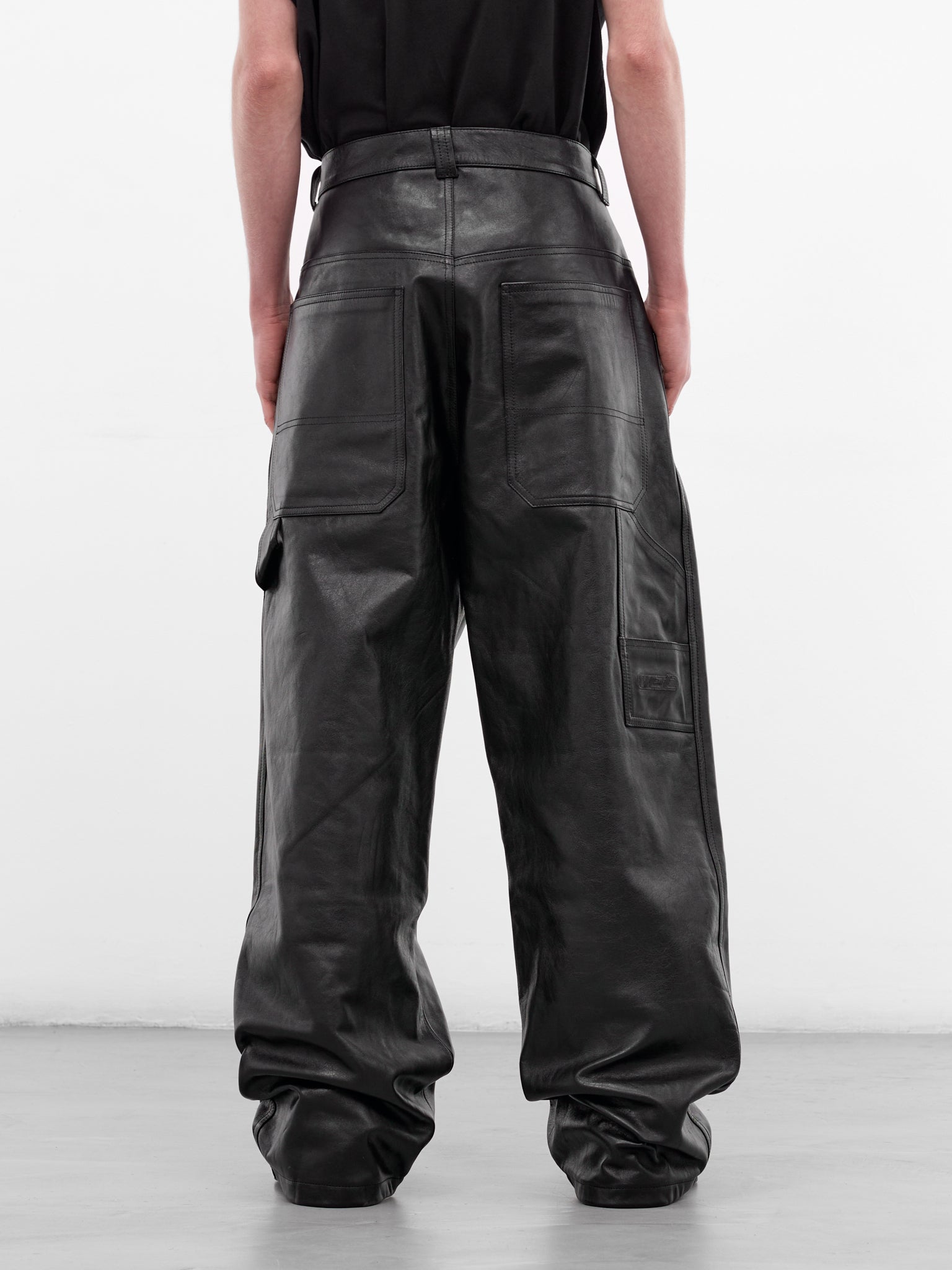 Black Leather Wide Leg Pants (ME76LP018B-BLACK)
