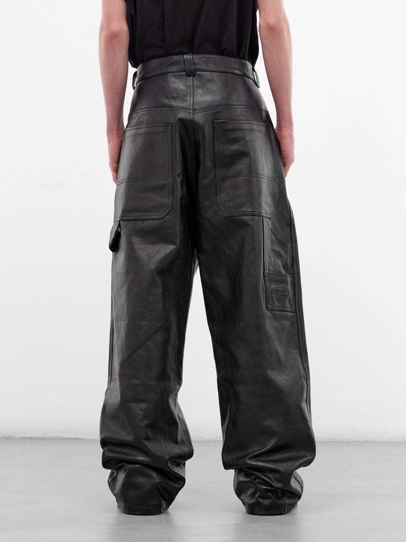 Black Leather Wide Leg Pants (ME76LP018B-BLACK)