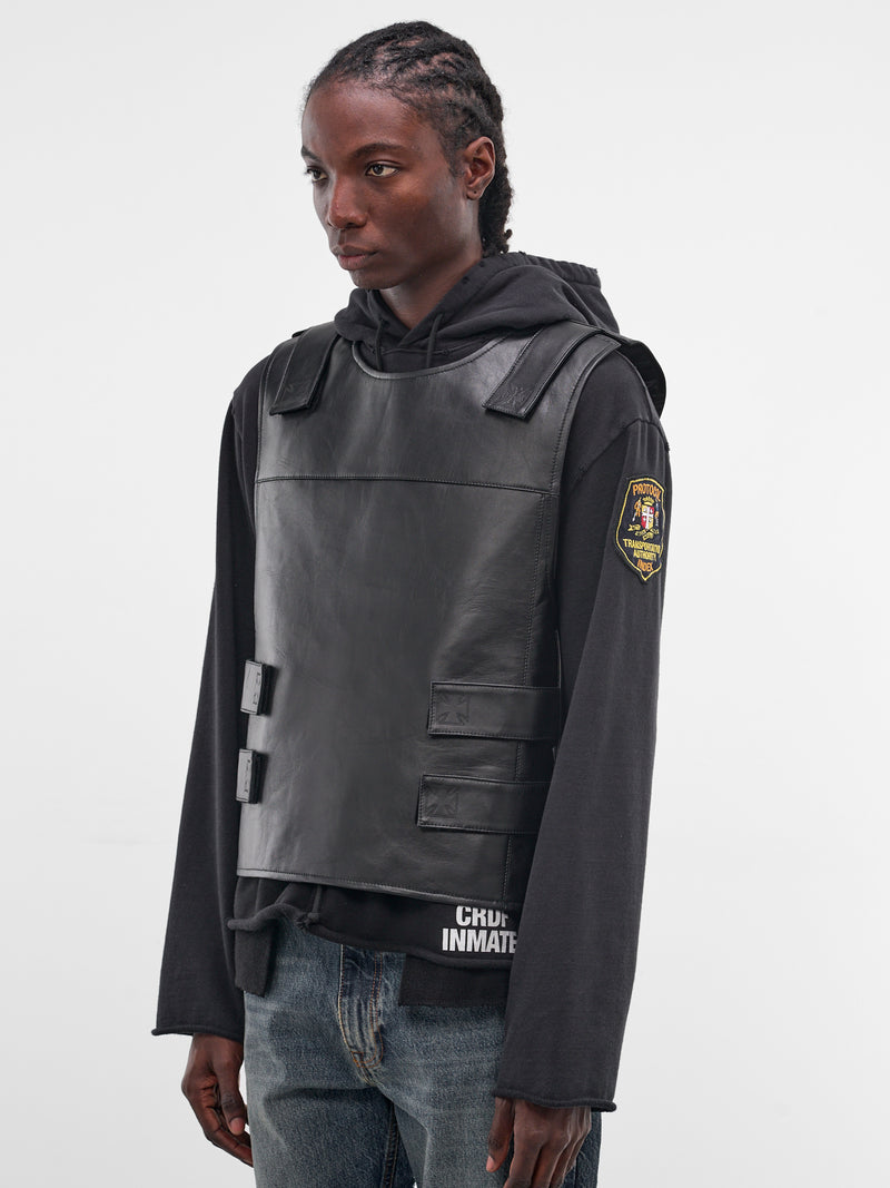 Black Lamb Leather Biker Vest (ME76LV016B-25115-BLACK)