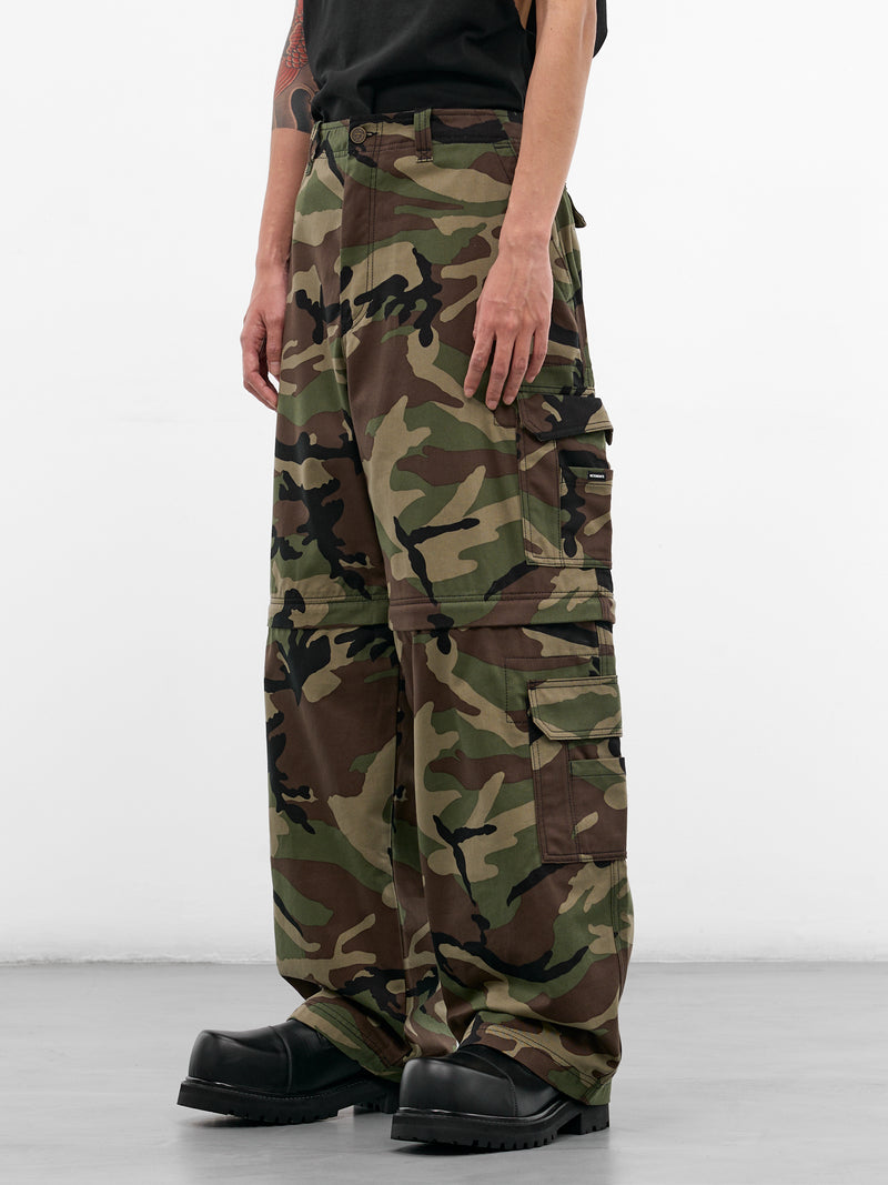 Green Camouflage Zip Cargo Pants (ME76PA096XE-GREEN-CAMO)