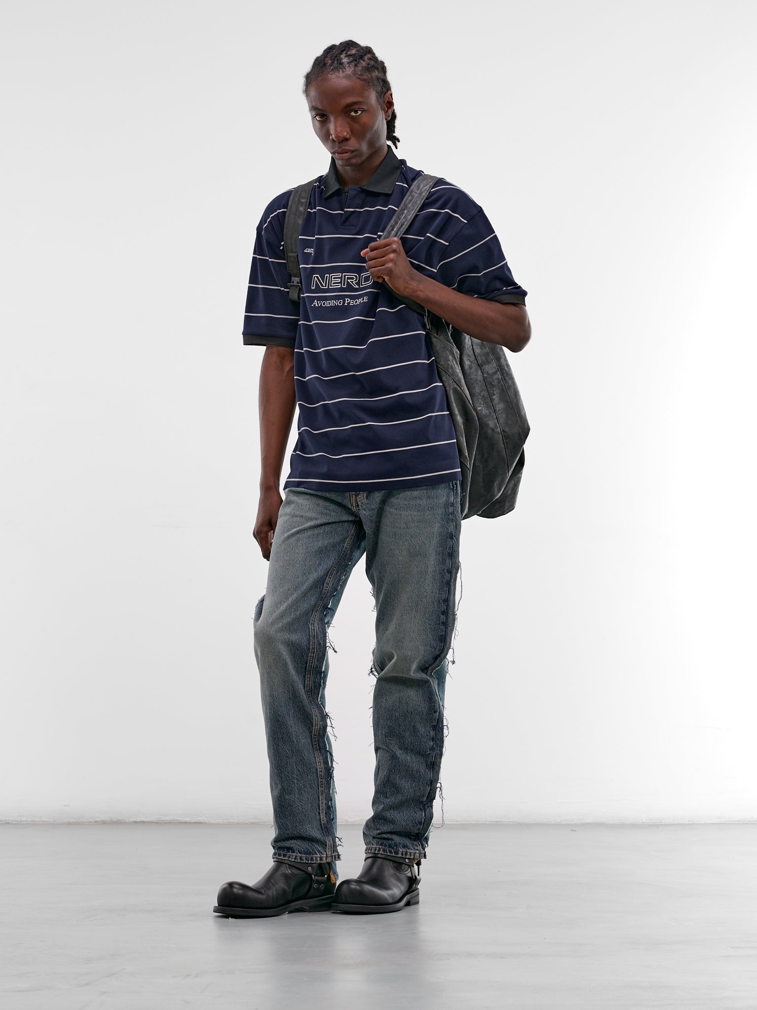 Blue Denim Deconstructed Cut-Up Jeans (ME76DP093NN-2808-MID-BLUE)