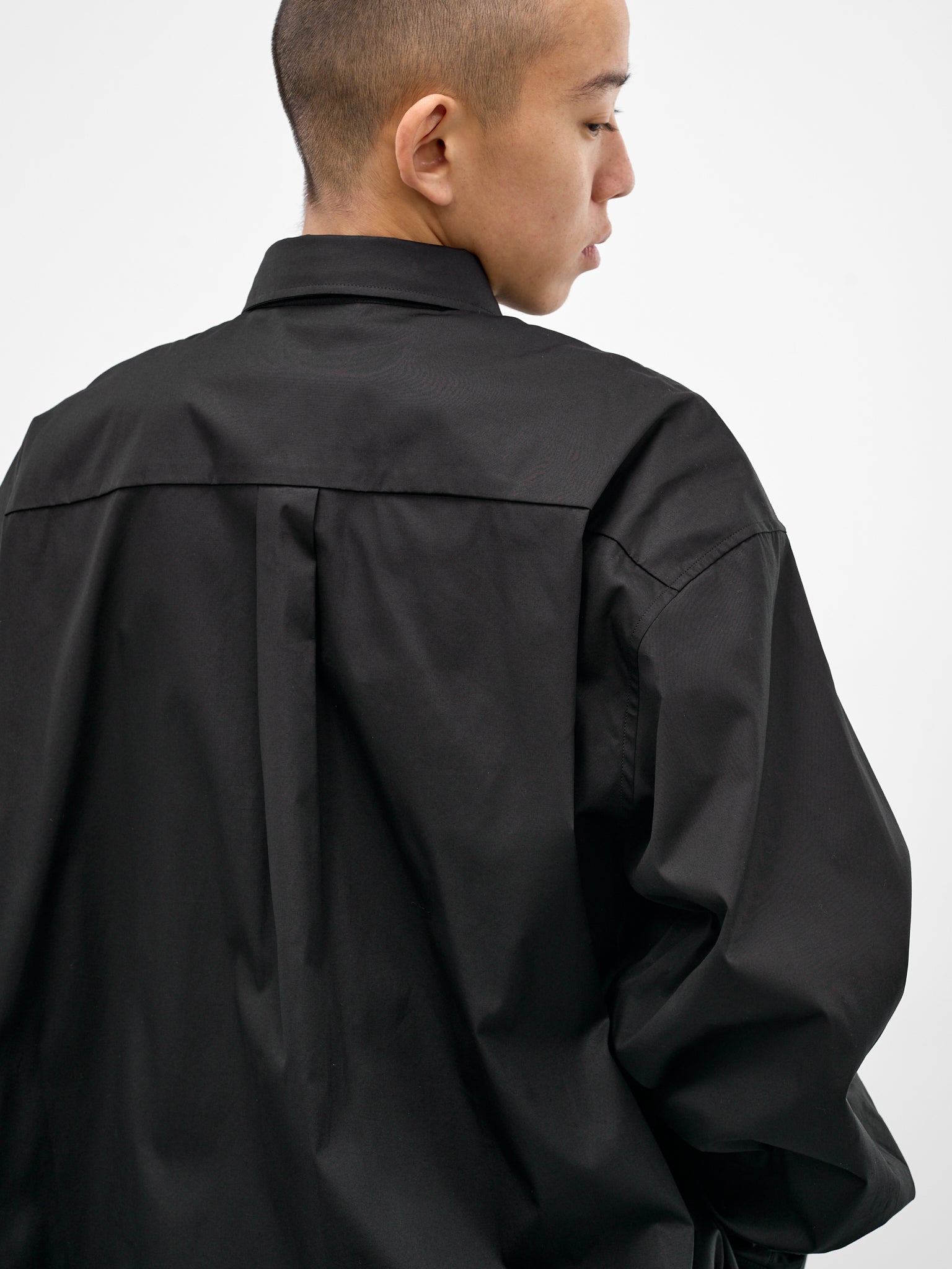 Black Cotton Oversized Necktie Shirt (ME76SH037B-BLACK)