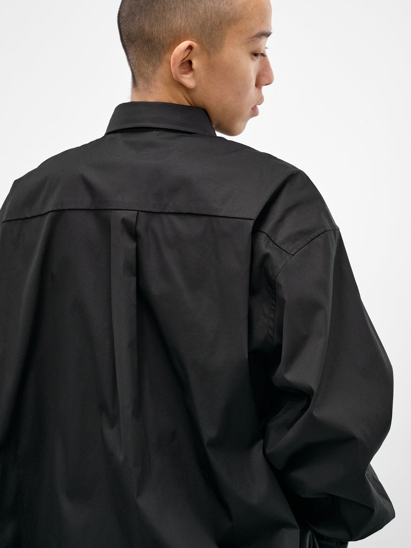 Black Cotton Oversized Necktie Shirt (ME76SH037B-BLACK)