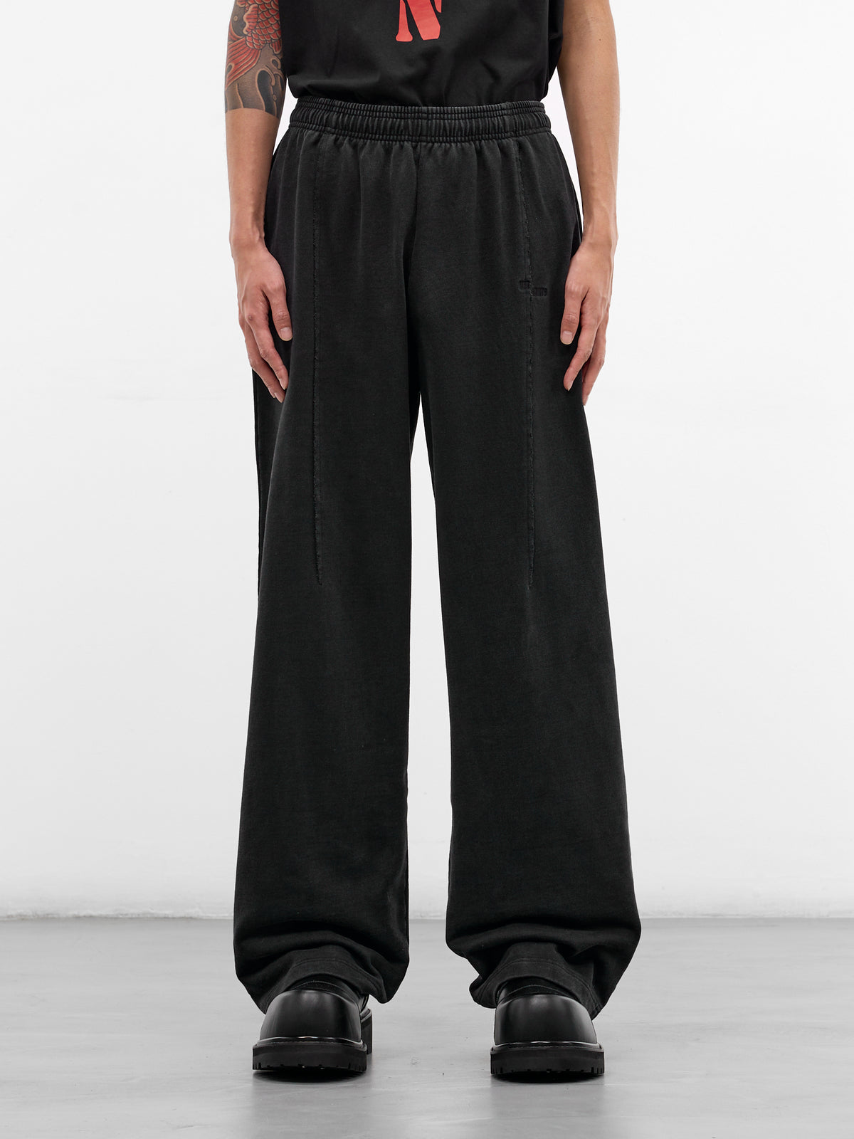 Black Deconstructed Cut-Up Sweatpants (ME76SP204B-BLACK)