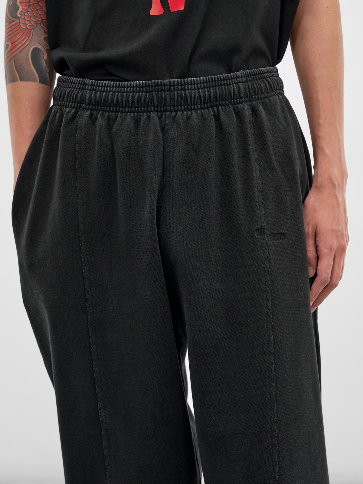 Black Deconstructed Cut-Up Sweatpants (ME76SP204B-BLACK)