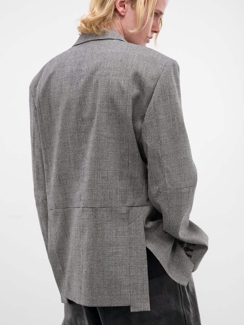 Gray Deconstructed Cut-Up Check Blazer (ME76TJ023G-GREY-CHECK)