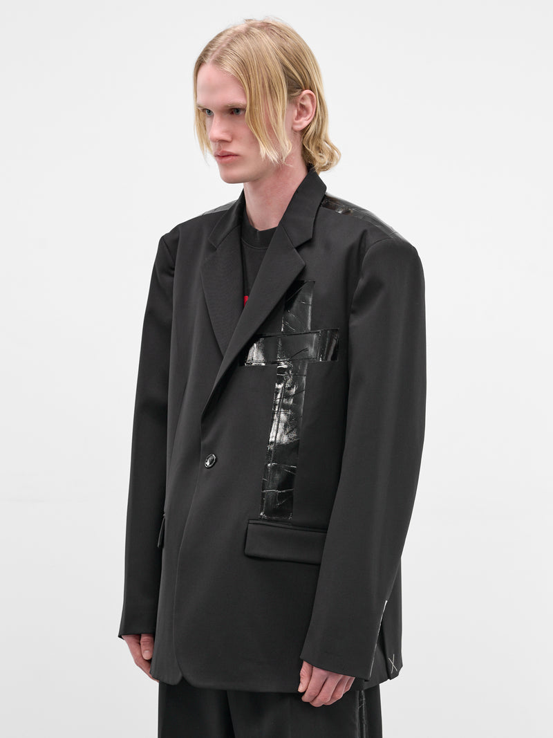 Black Wool Duct Tape Blazer (ME76TJ025B-BLACK)