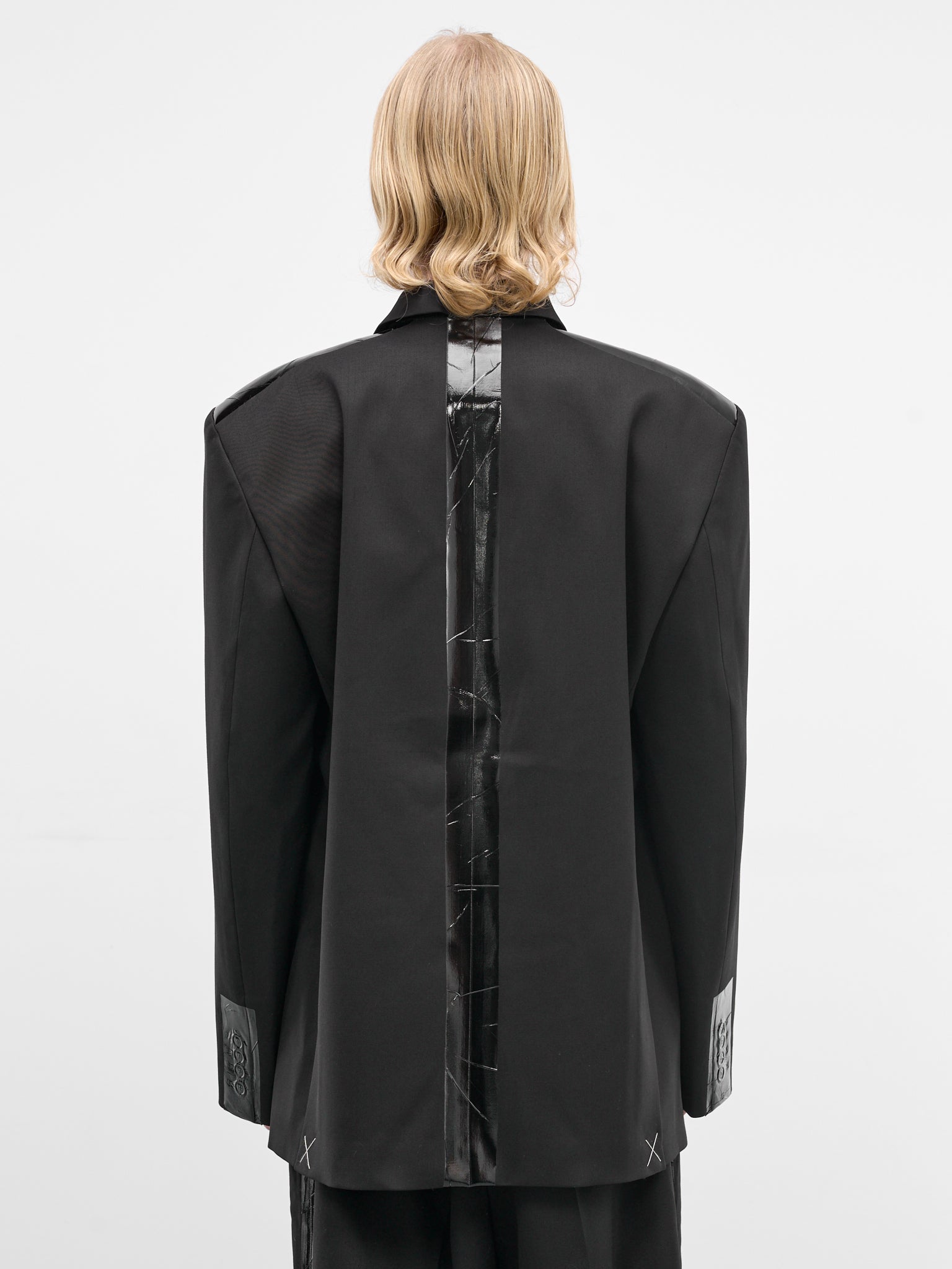 Black Wool Duct Tape Blazer (ME76TJ025B-BLACK)