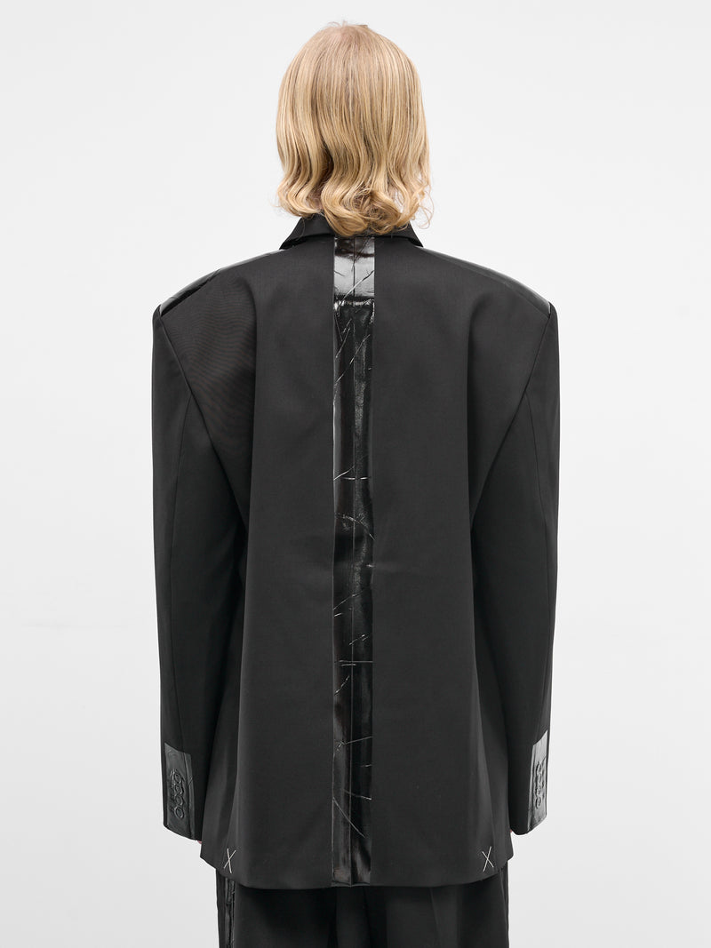 Black Wool Duct Tape Blazer (ME76TJ025B-BLACK)
