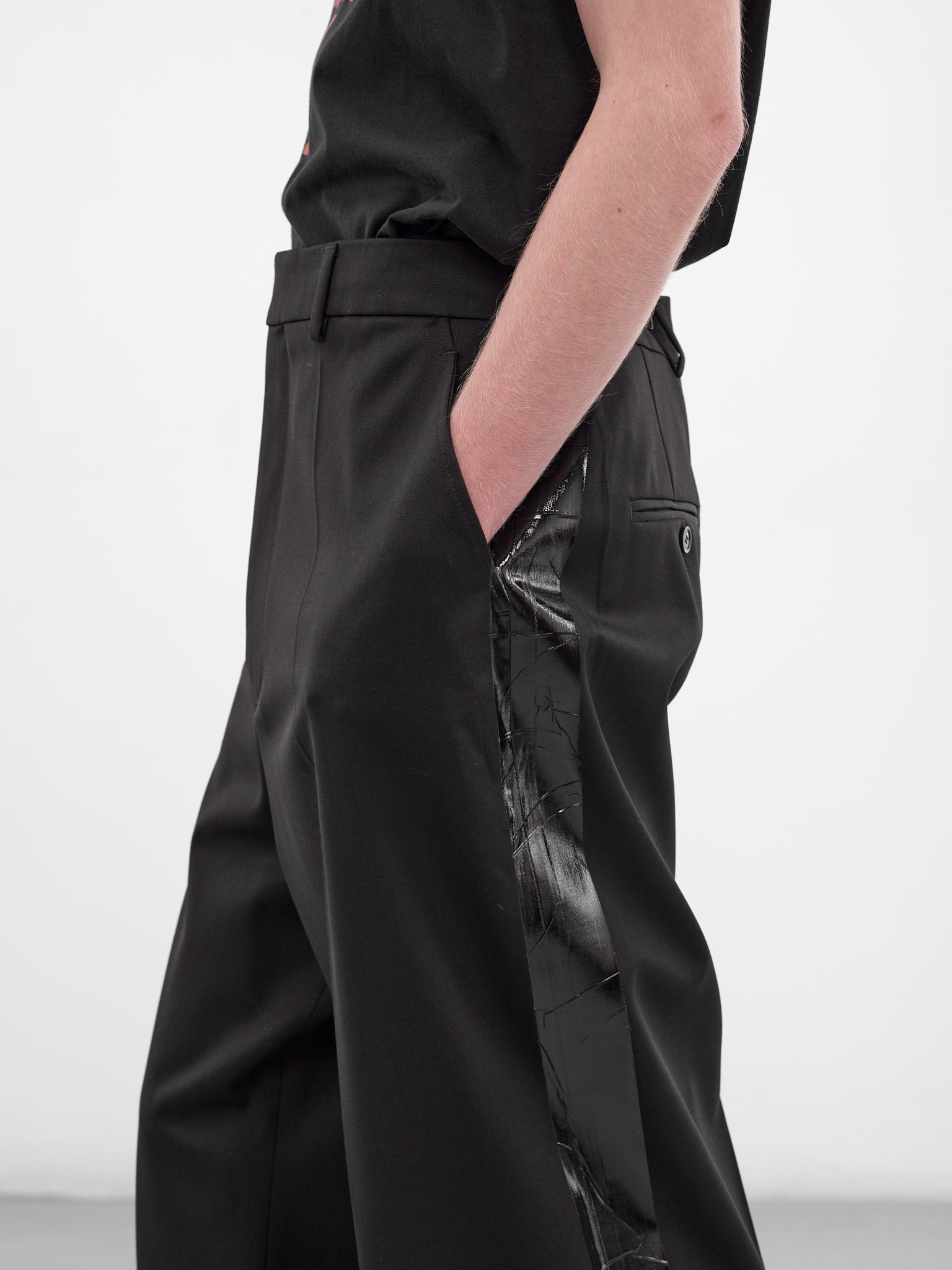 Black Wool Duct Tape Pants (ME76TP026B-BLACK)