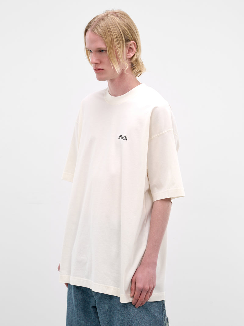 White 'Fuck You' Cotton Tee (ME76TR188V-VANILLA)