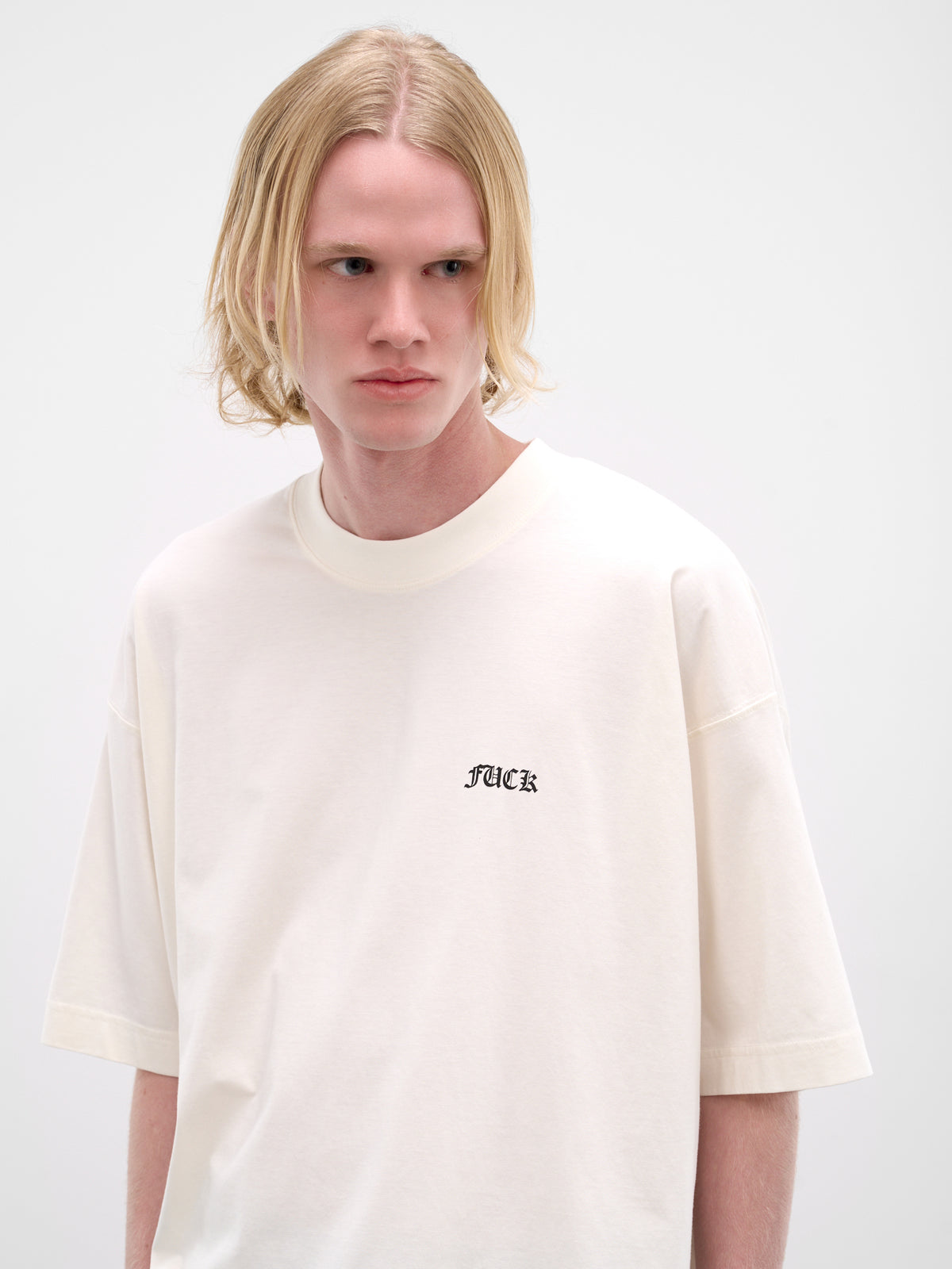 White 'Fuck You' Cotton Tee (ME76TR188V-VANILLA)