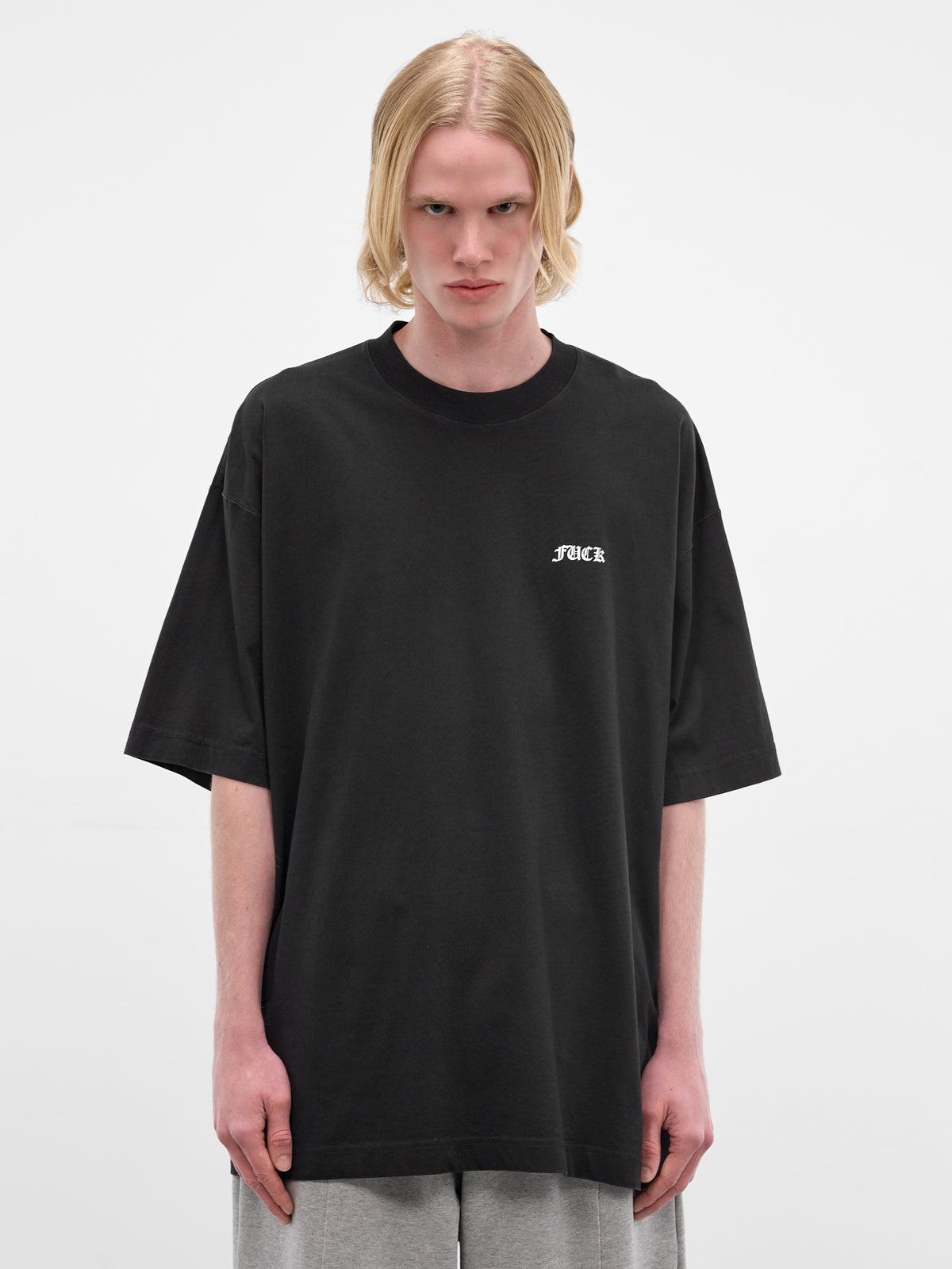 Black 'Fuck You' Cotton Tee (ME76TR189B-BLACK)