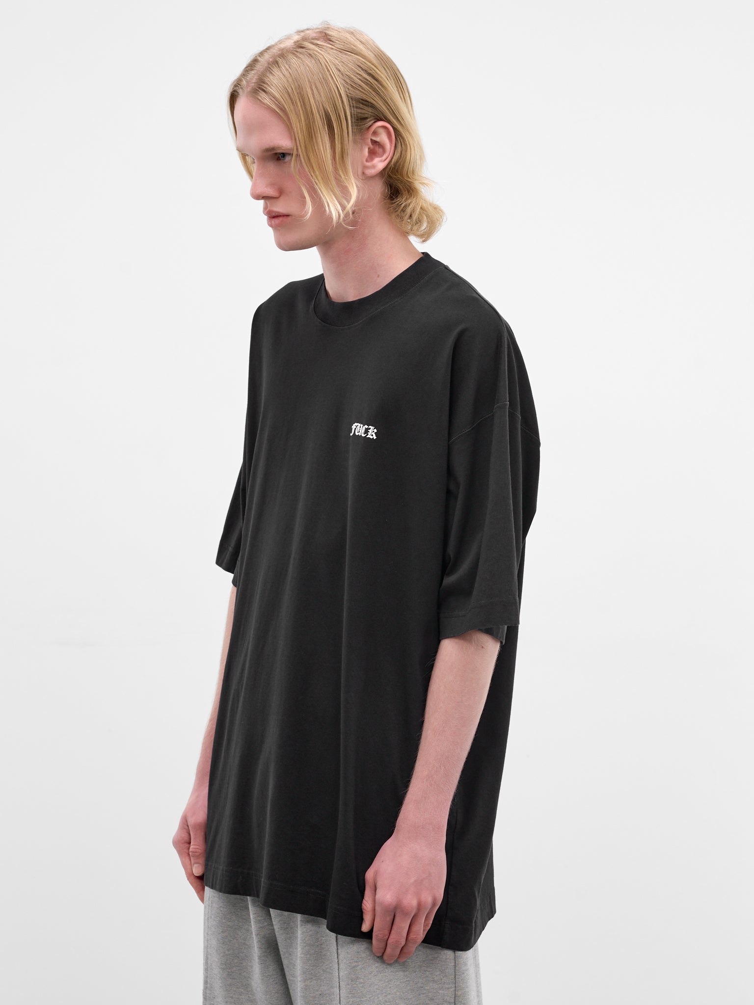 Black 'Fuck You' Cotton Tee (ME76TR189B-BLACK)