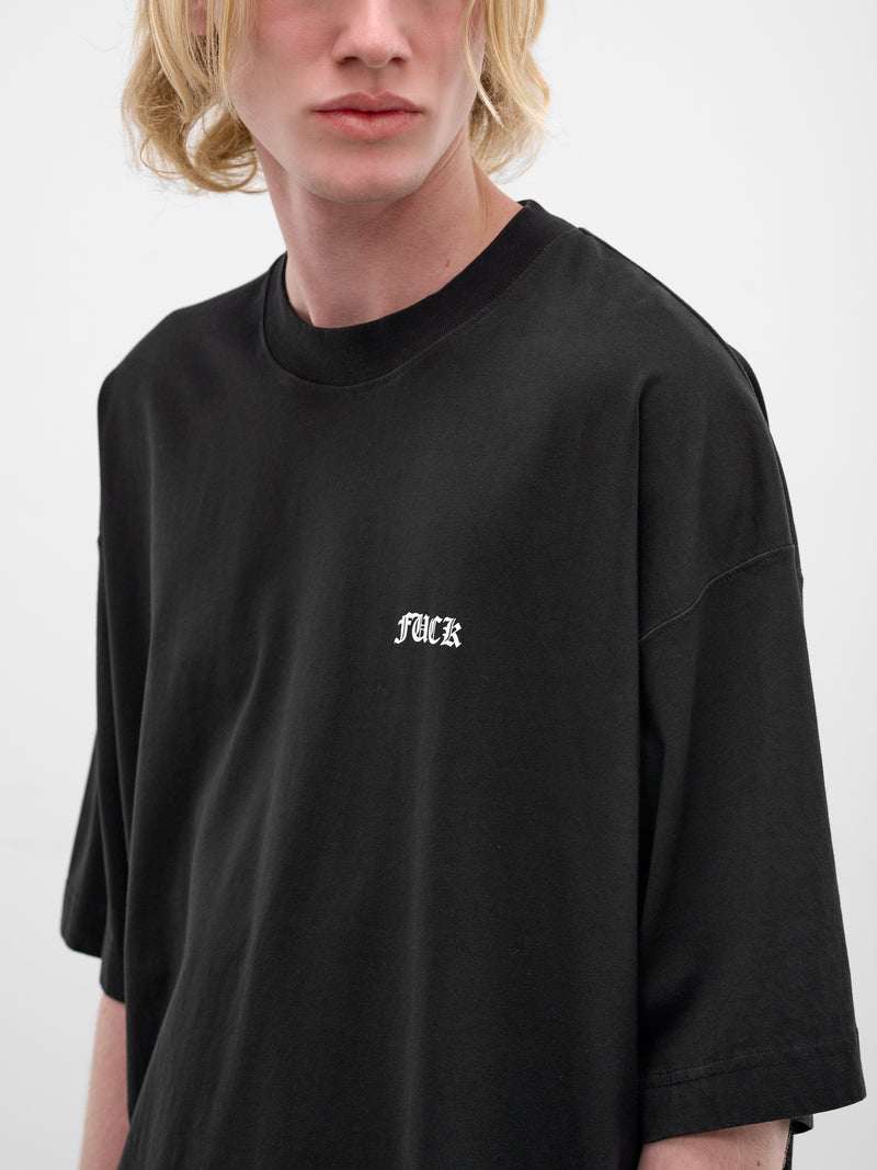Black 'Fuck You' Cotton Tee (ME76TR189B-BLACK)