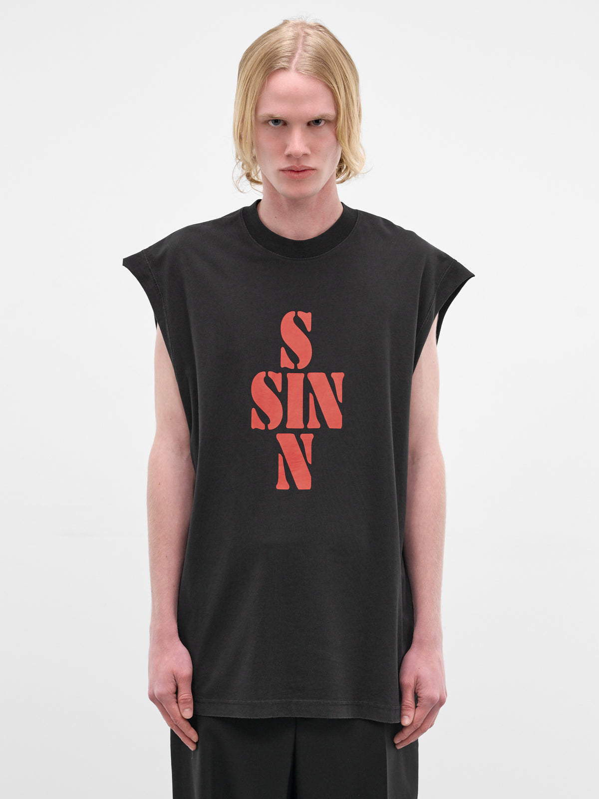 Black 'Sin' Cotton Tank (ME76TR197B-BLACK)