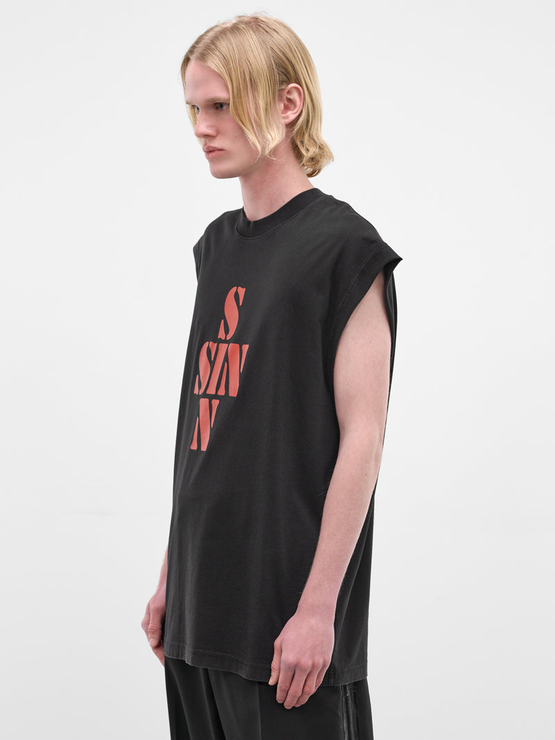Black 'Sin' Cotton Tank (ME76TR197B-BLACK)