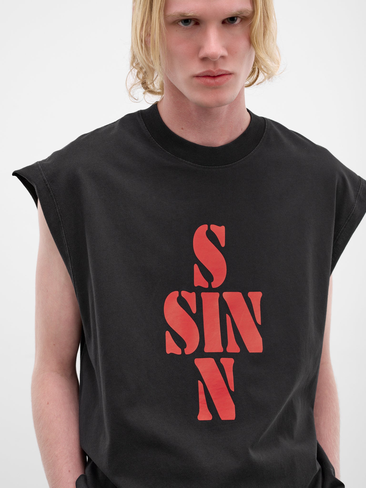 Black 'Sin' Cotton Tank (ME76TR197B-BLACK)