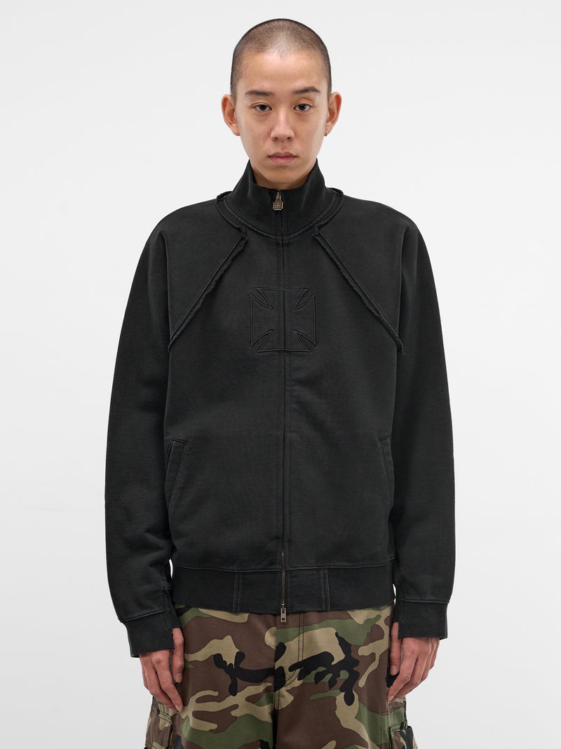 Black Deconstructed Biker Cross Jacket (ME76ZU153B-BLACK)