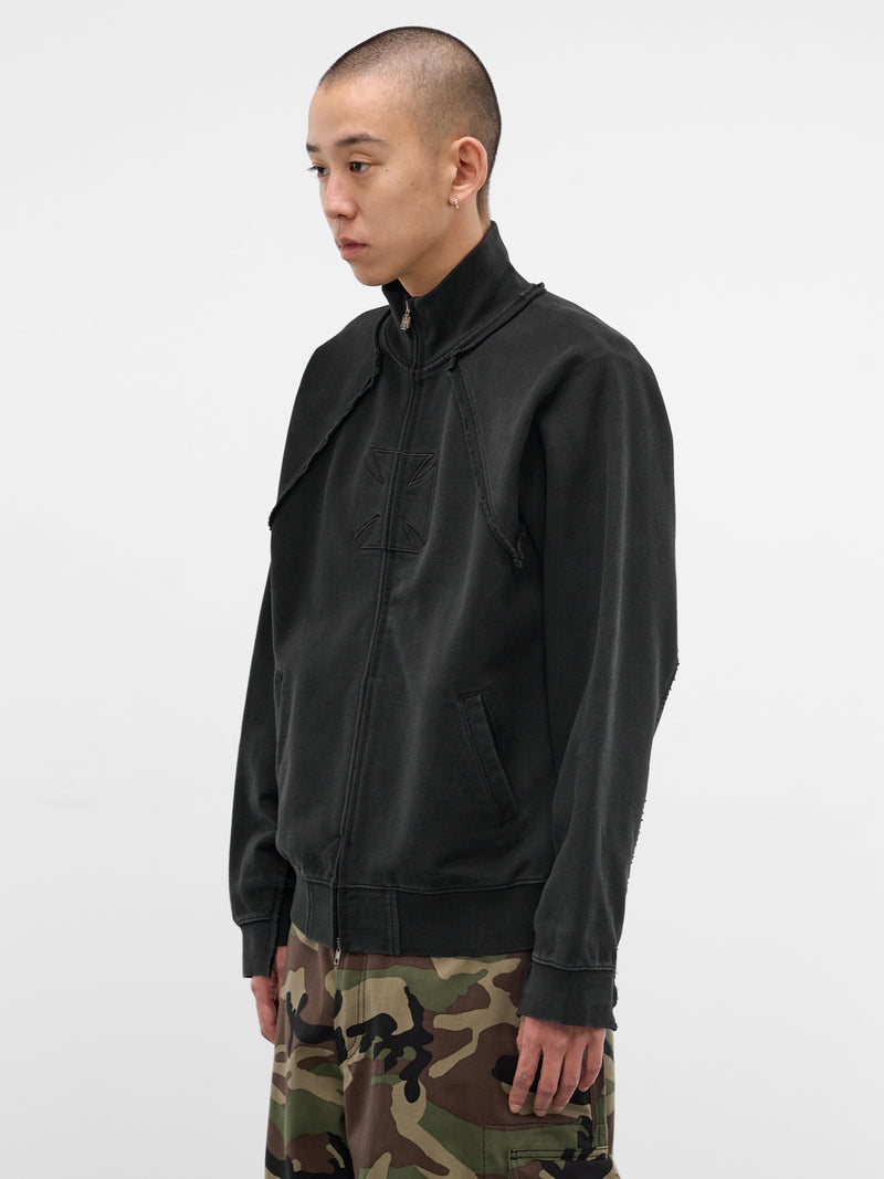 Black Deconstructed Biker Cross Jacket (ME76ZU153B-BLACK)