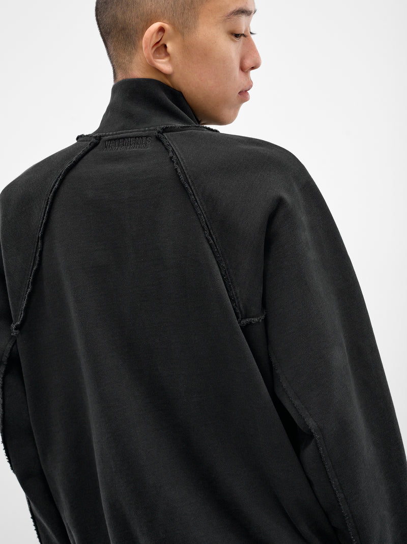 Black Deconstructed Biker Cross Jacket (ME76ZU153B-BLACK)