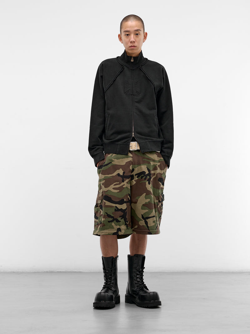 Black Deconstructed Biker Cross Jacket (ME76ZU153B-BLACK)