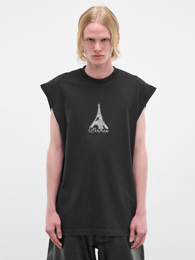 Black Rhinestone Eiffel Tower Tank (ME7TR262B-BLACK)