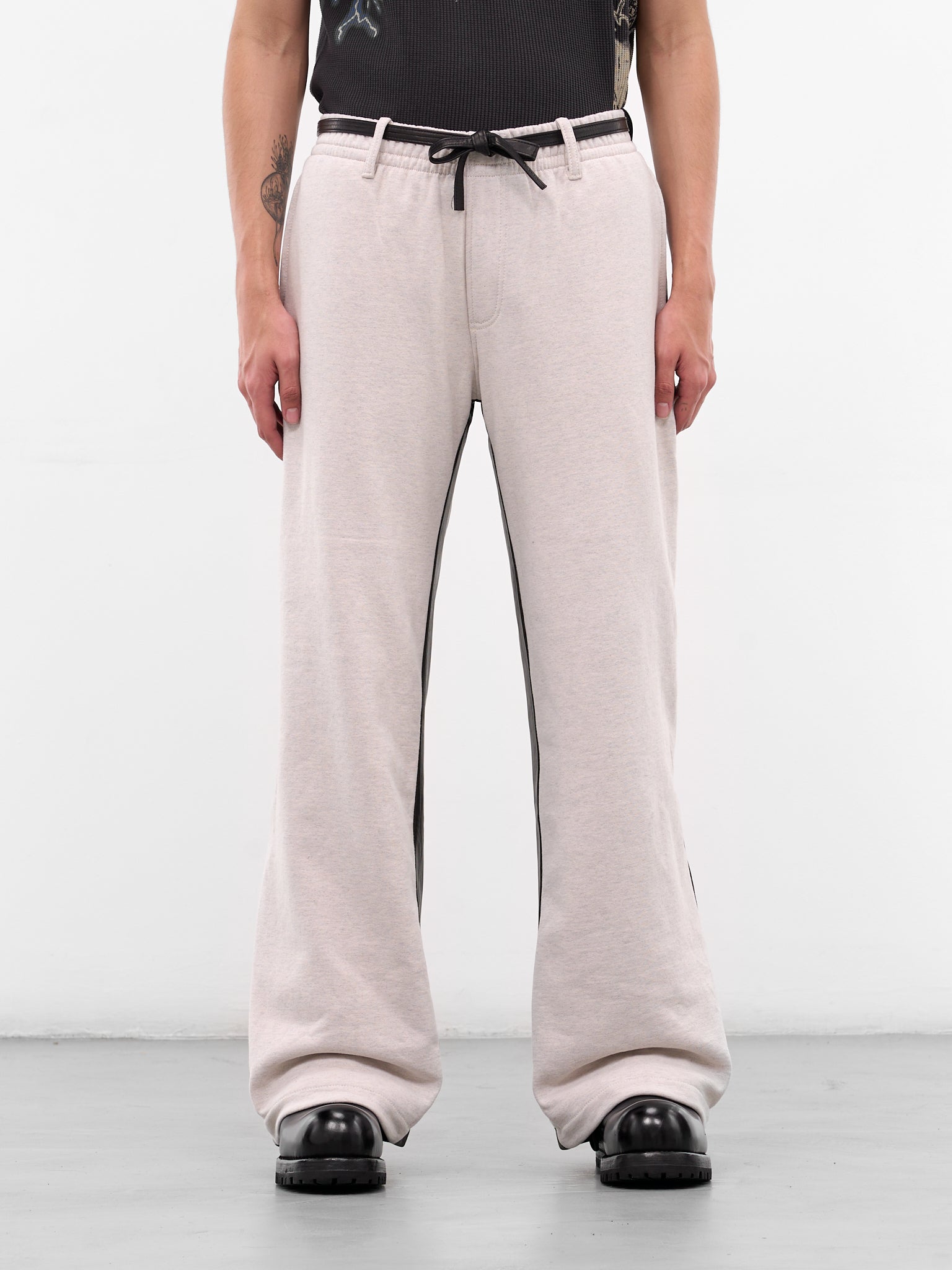 White Merge Leather Sweatpants (MERGE-WHITE)