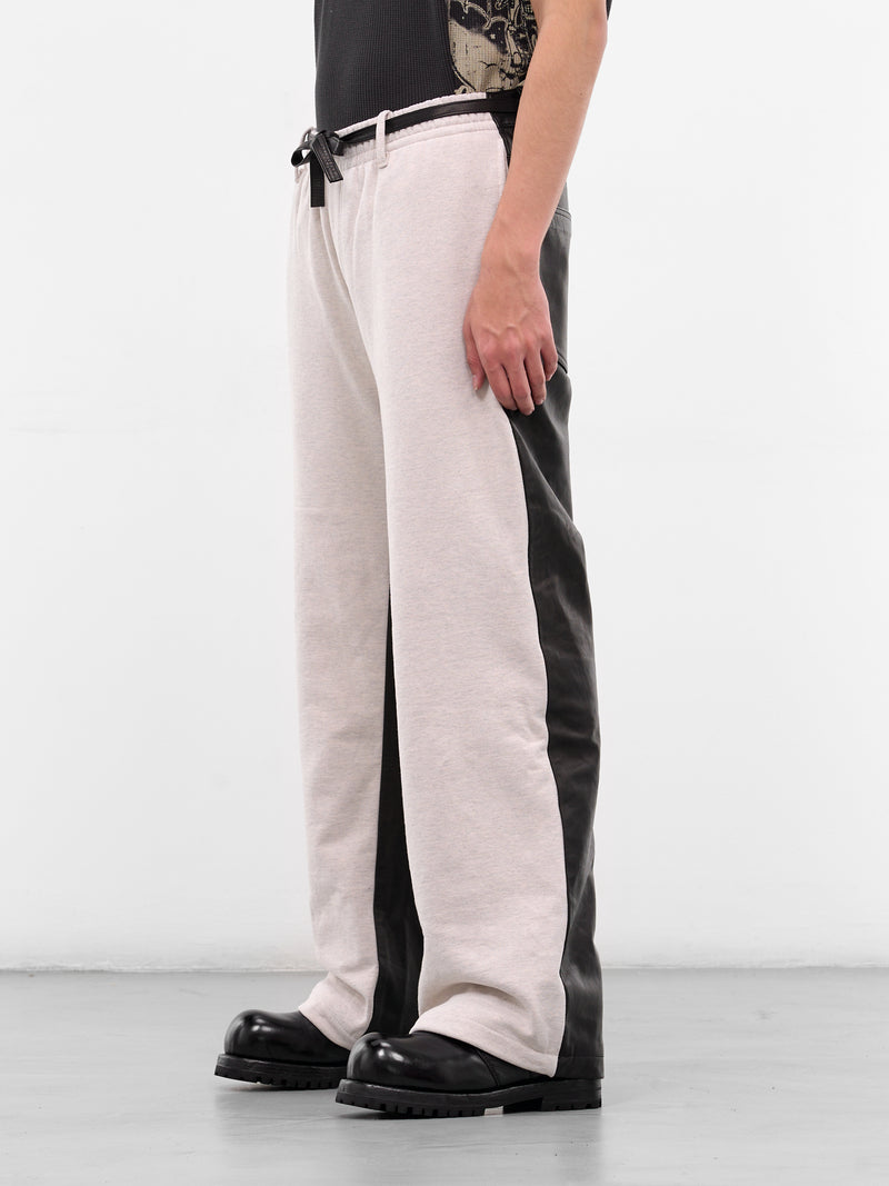 White Merge Leather Sweatpants (MERGE-WHITE)