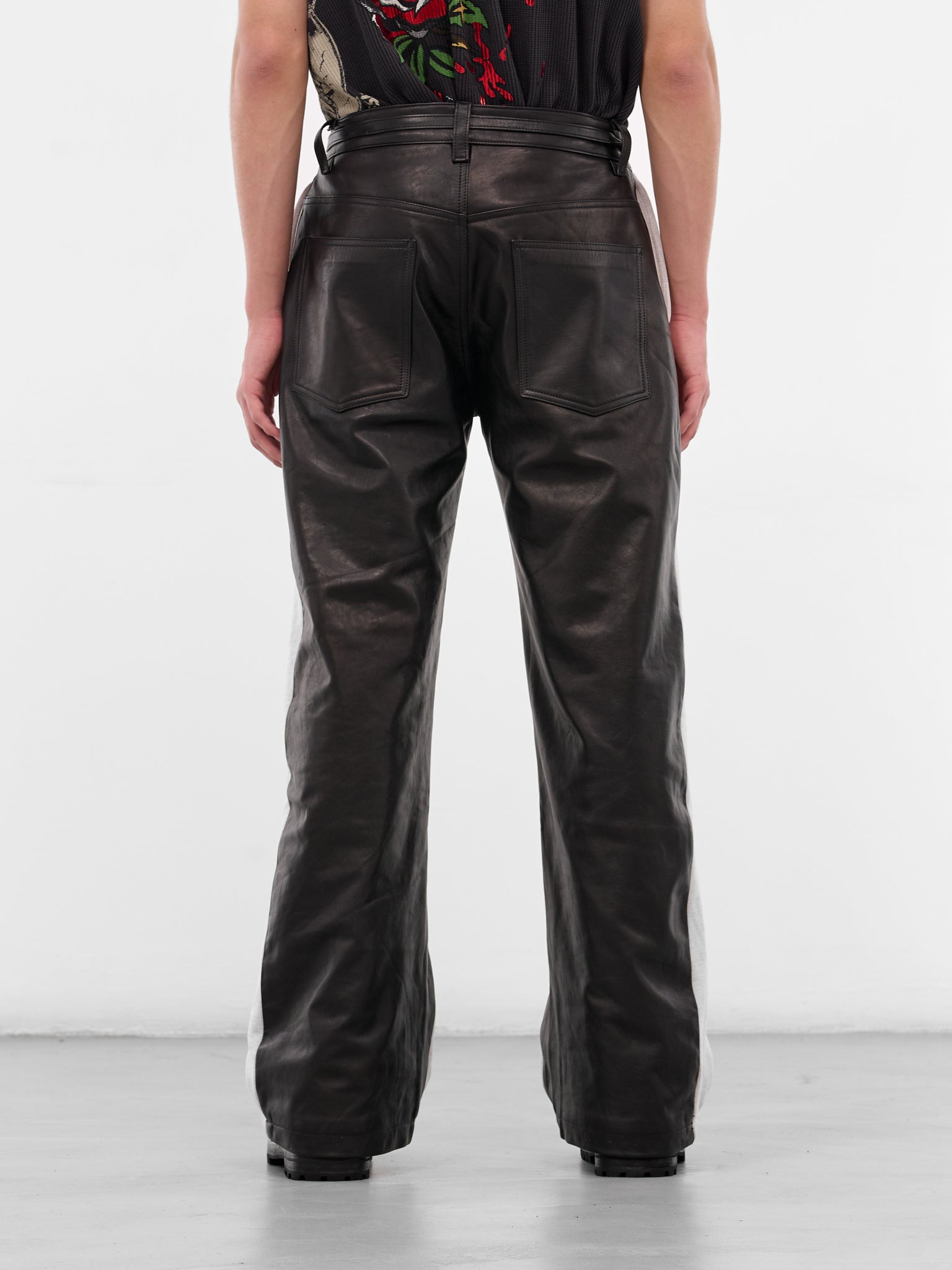 White Merge Leather Sweatpants (MERGE-WHITE)