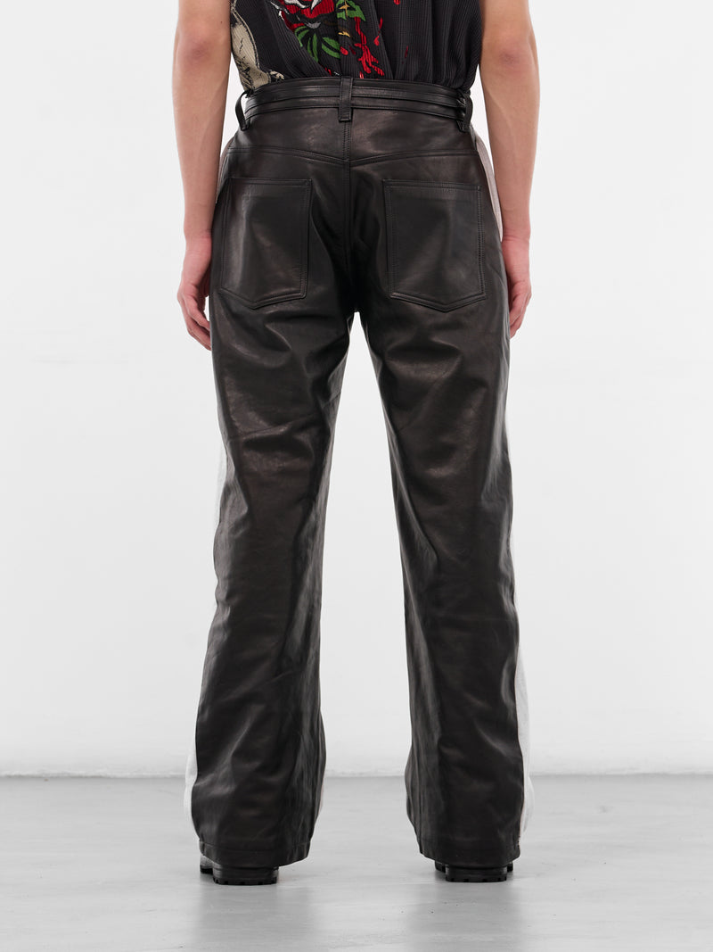 White Merge Leather Sweatpants (MERGE-WHITE)