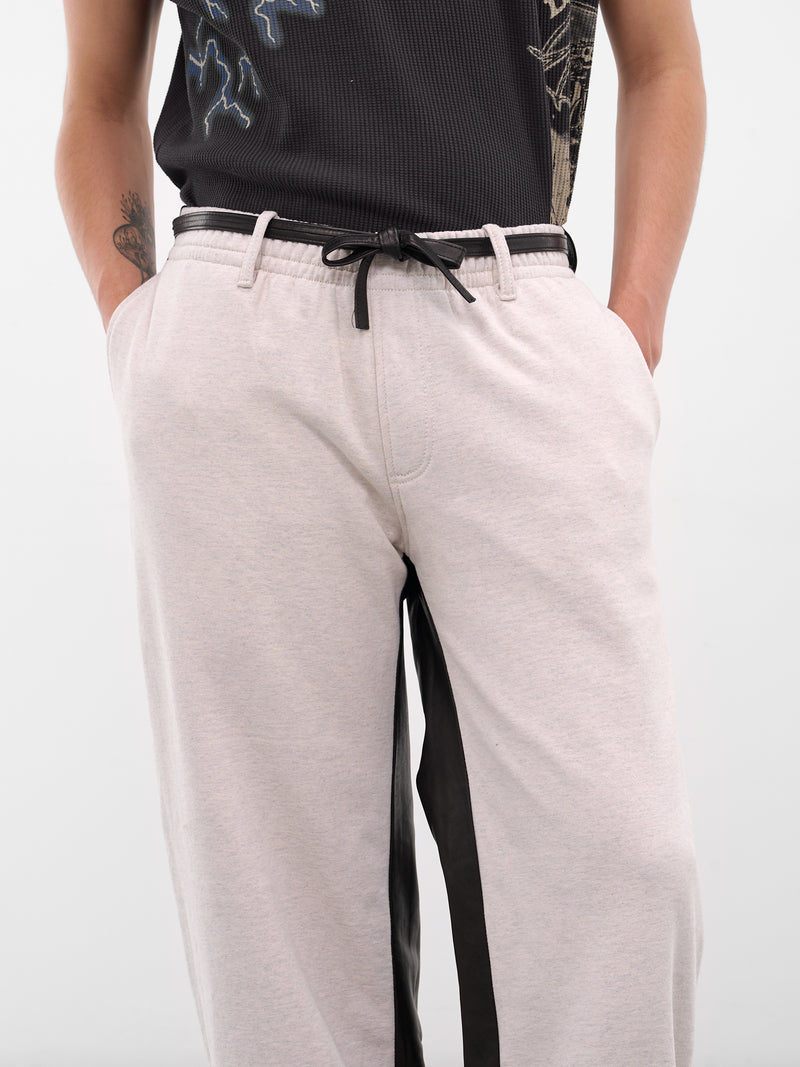 White Merge Leather Sweatpants (MERGE-WHITE)