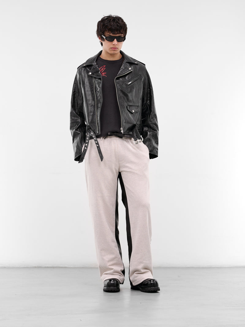White Merge Leather Sweatpants (MERGE-WHITE)