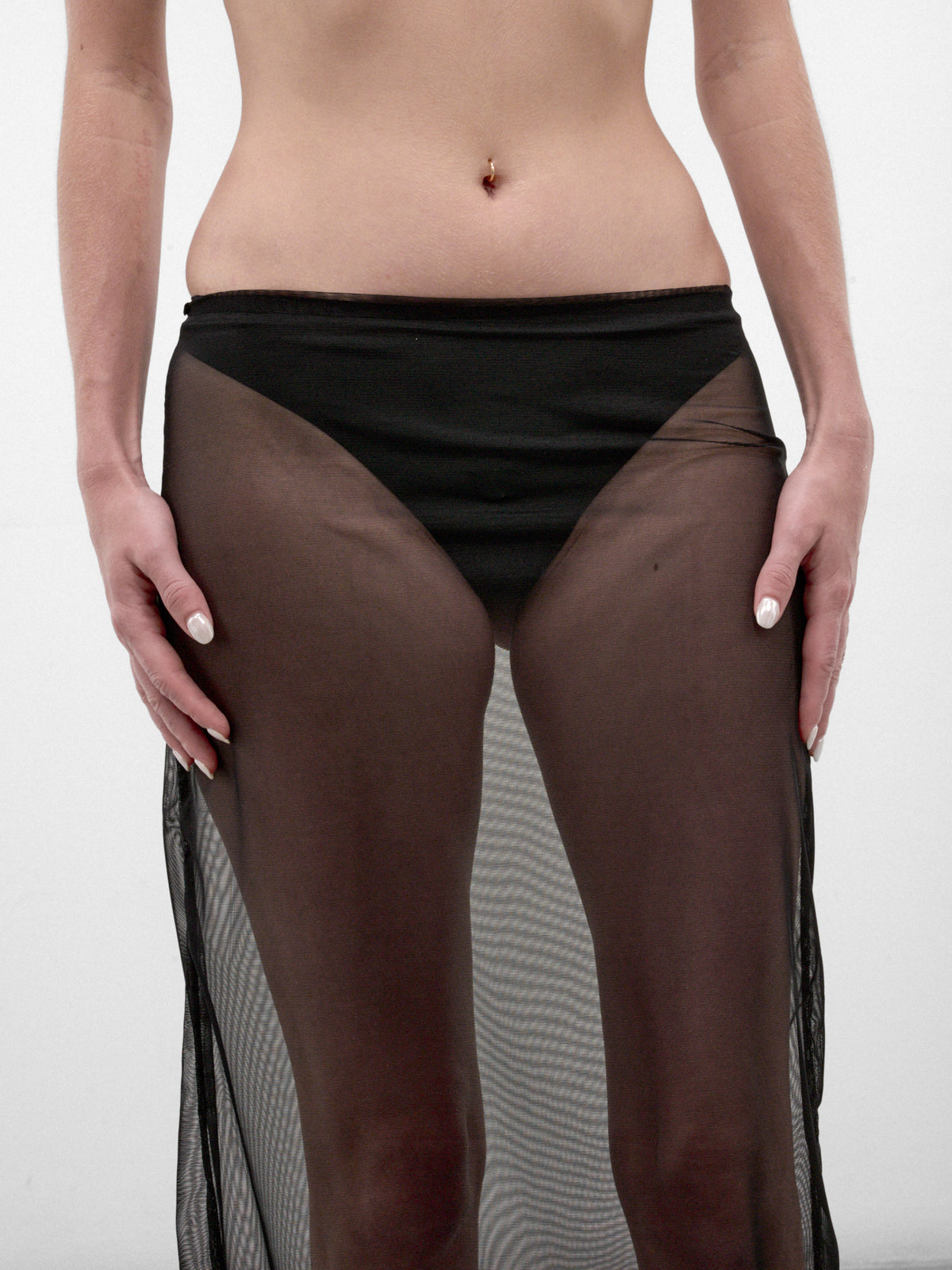 Black Mesh Pencil Midi Skirt (MESH-PENCIL-SKIRT-BLACK)