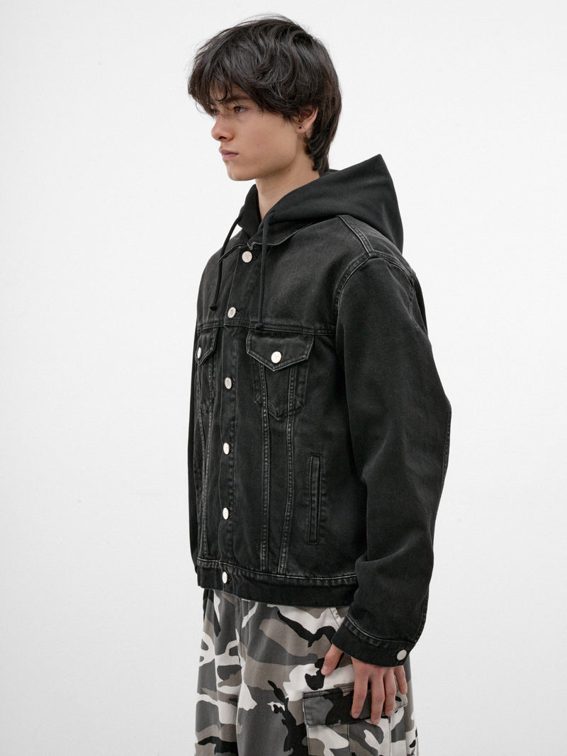Vintage Black Hooded Denim Jacket (MH27DJ068B-VINTAGE-BLACK)