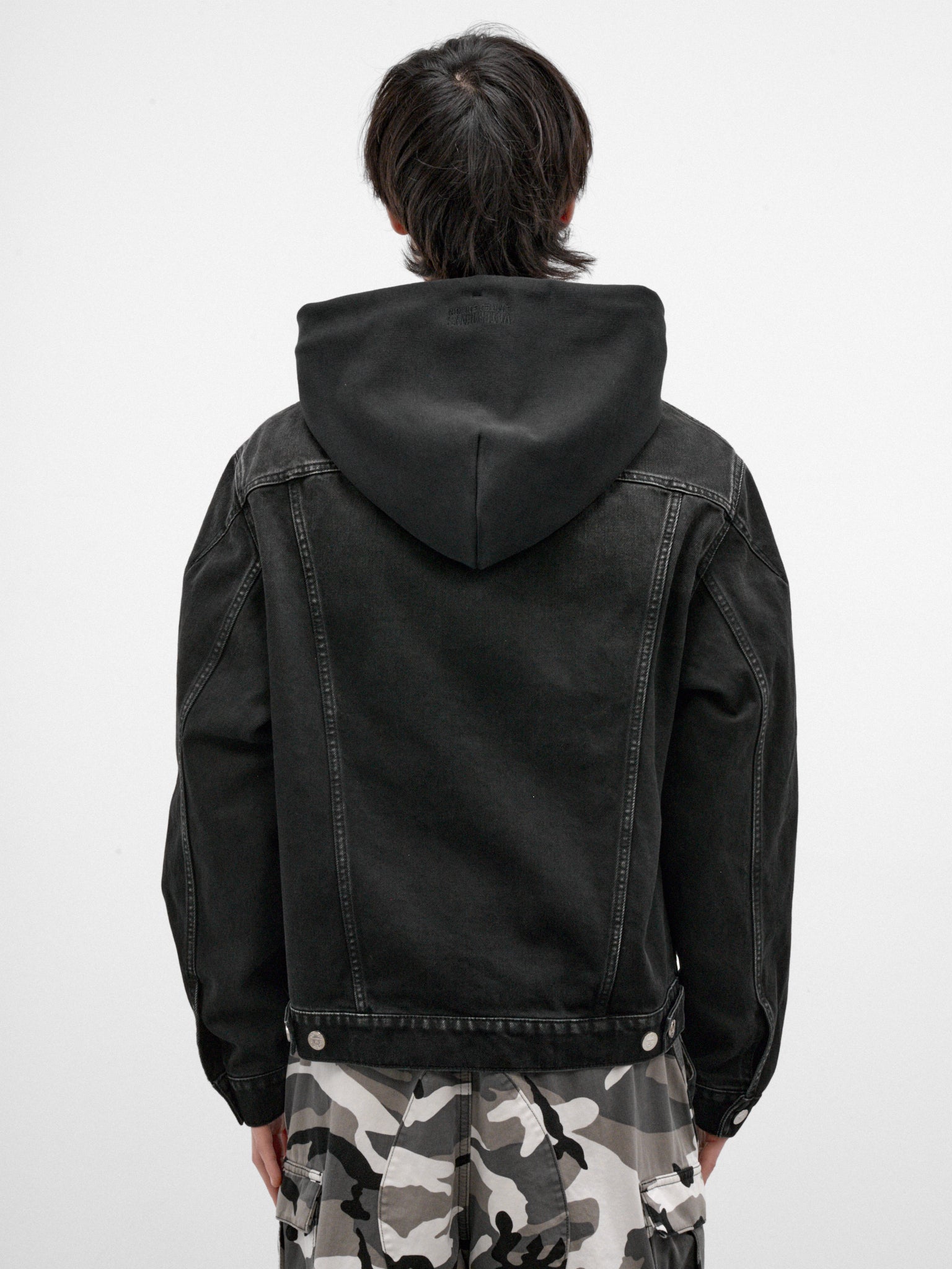 Vintage Black Hooded Denim Jacket (MH27DJ068B-VINTAGE-BLACK)