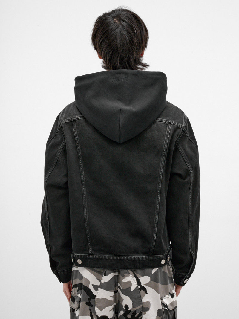 Vintage Black Hooded Denim Jacket (MH27DJ068B-VINTAGE-BLACK)