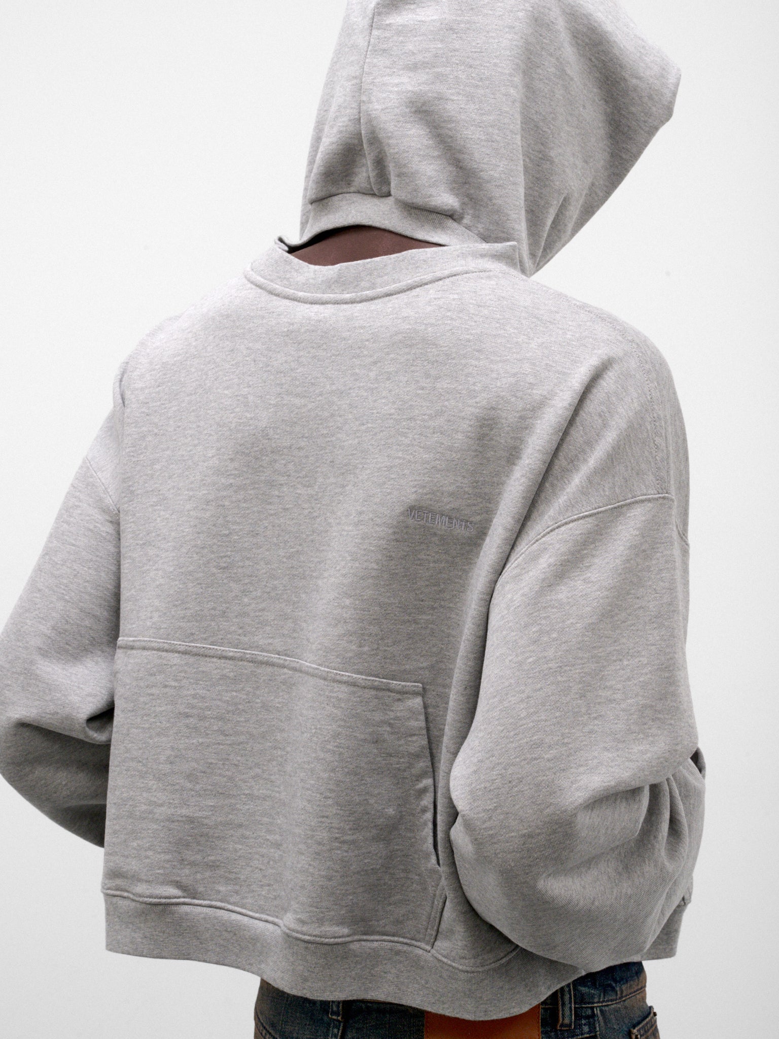 Black Cotton Athletic Logo Hoodie (MH27HD223G-GREY-MELANGE)