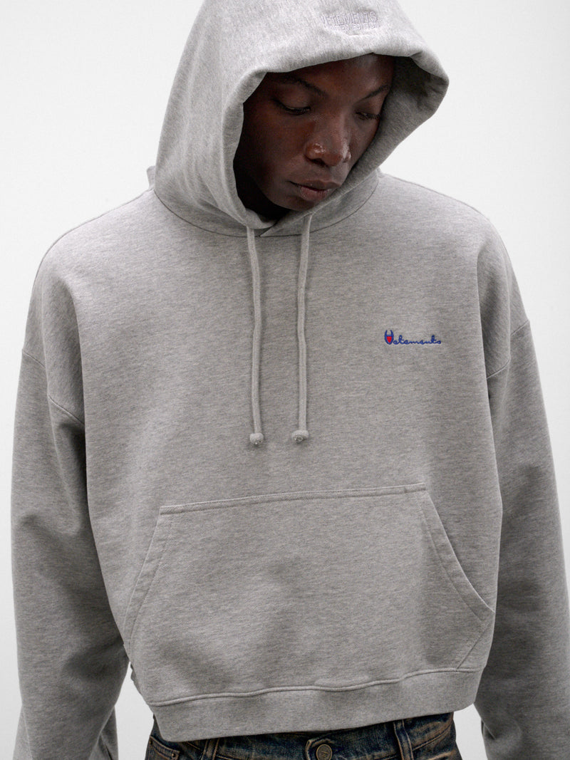Black Cotton Athletic Logo Hoodie (MH27HD223G-GREY-MELANGE)