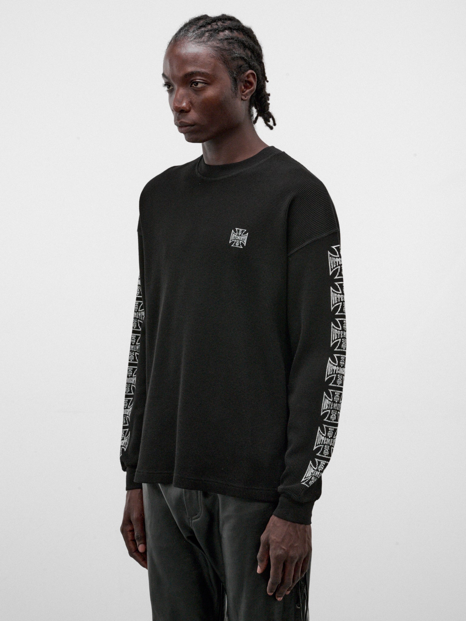 Biker Cross Waffle Long Sleeve (MH27LS213B-BLACK)